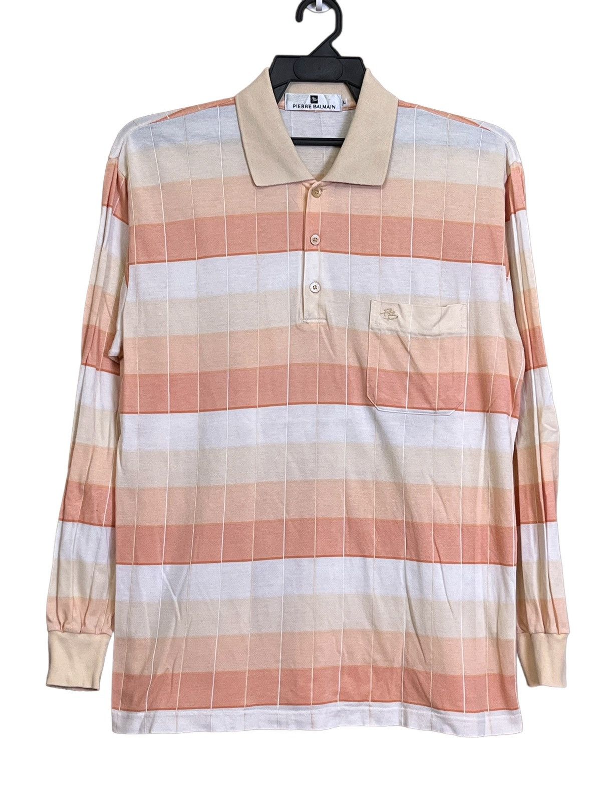 Balmain NICE🔥VINTAGE PIERRE BALMAIN STRIPED LONG SLEEVE POLO SHIRT Size US L / EU 52-54 / 3 - 1 Thumbnail