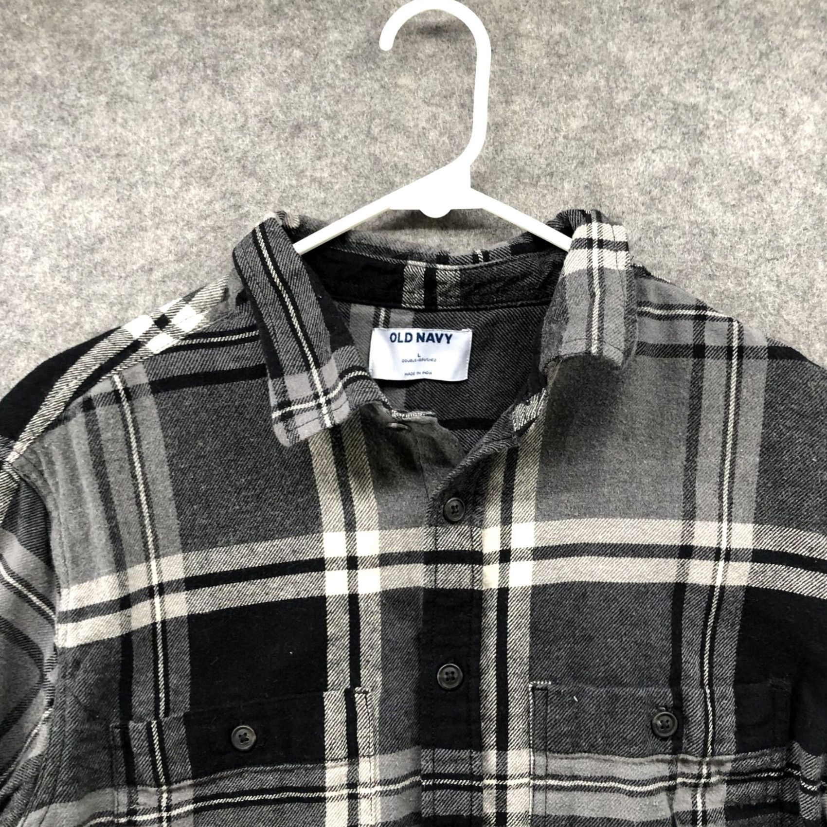 Old Navy Old Navy Shirt Mens L Plaid Cotton Flannel Button-Up Casual Workwear Gray Black Size US L / EU 52-54 / 3 - 3 Thumbnail