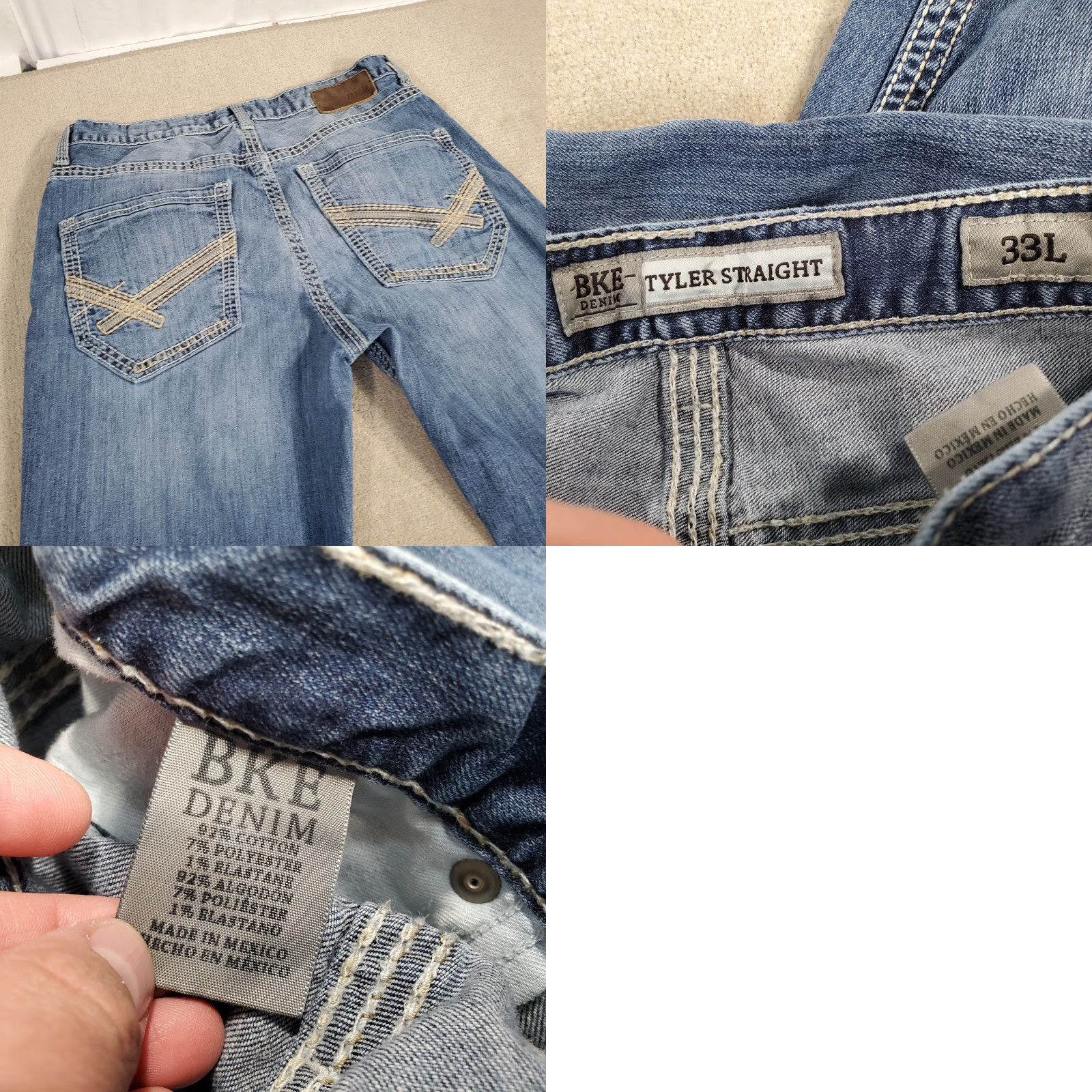Vintage BKE Tyler Jeans Mens 33 L Blue Buckle Medium Wash Straight Leg Buckle BKE Logo Jeans Mens Regular Fit Denim Cotton Used Vintage No Size US 33 - 9 Thumbnail