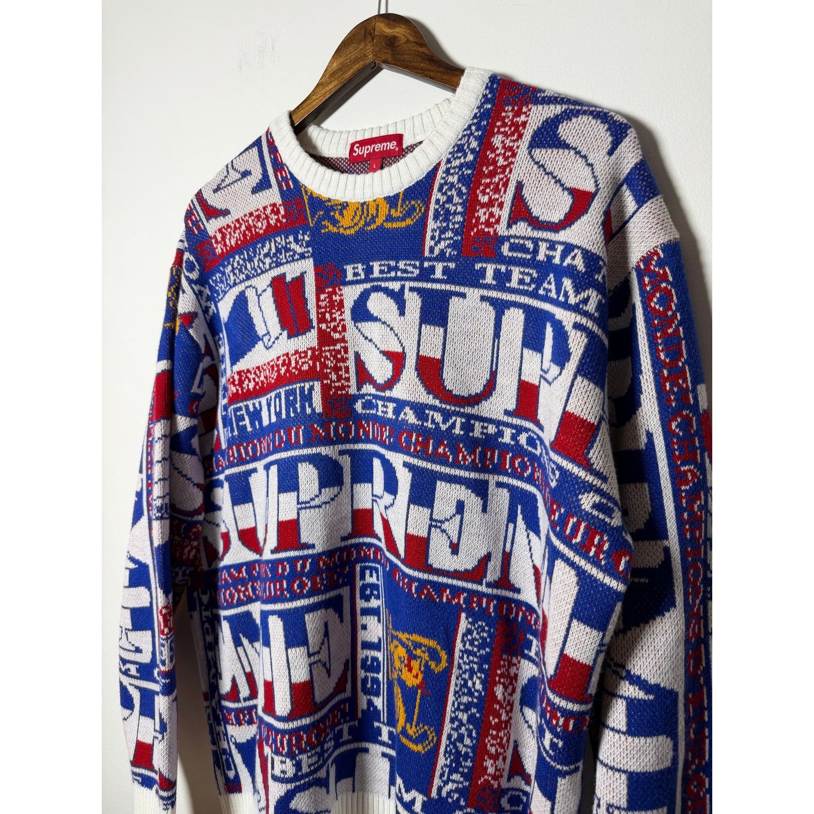 Supreme Supreme Scarf Sweater 'White' SS23 Size US L / EU 52-54 / 3 - 3 Thumbnail