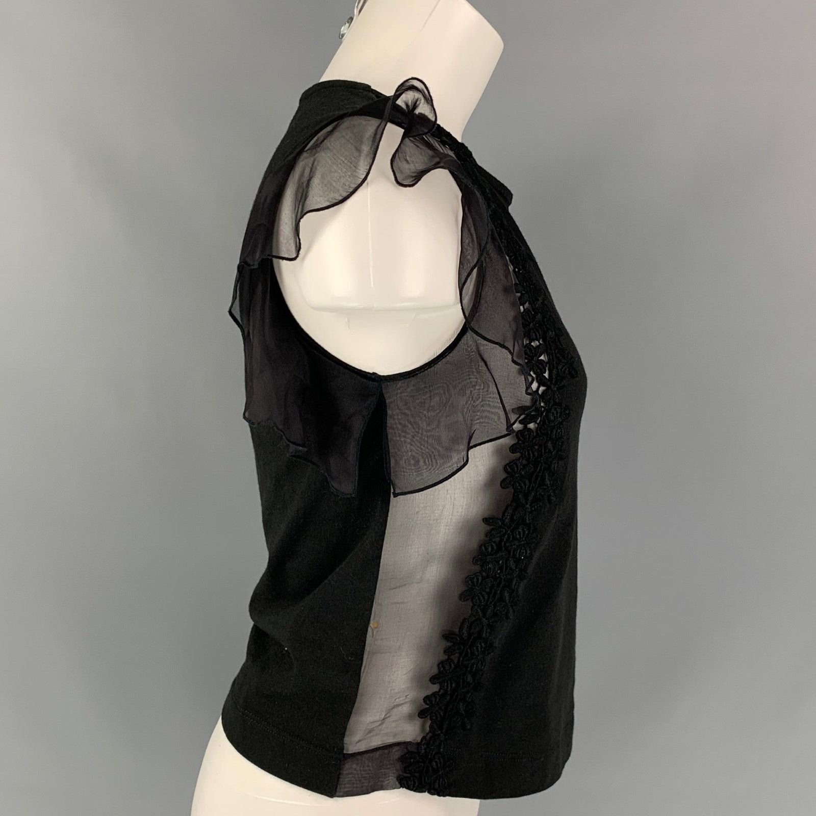Giambattista Valli GIAMBATTISTA VALLI Black Cotton Silk Sleeveless Dress Size XXS / US 00 / IT 34 - 2 Thumbnail