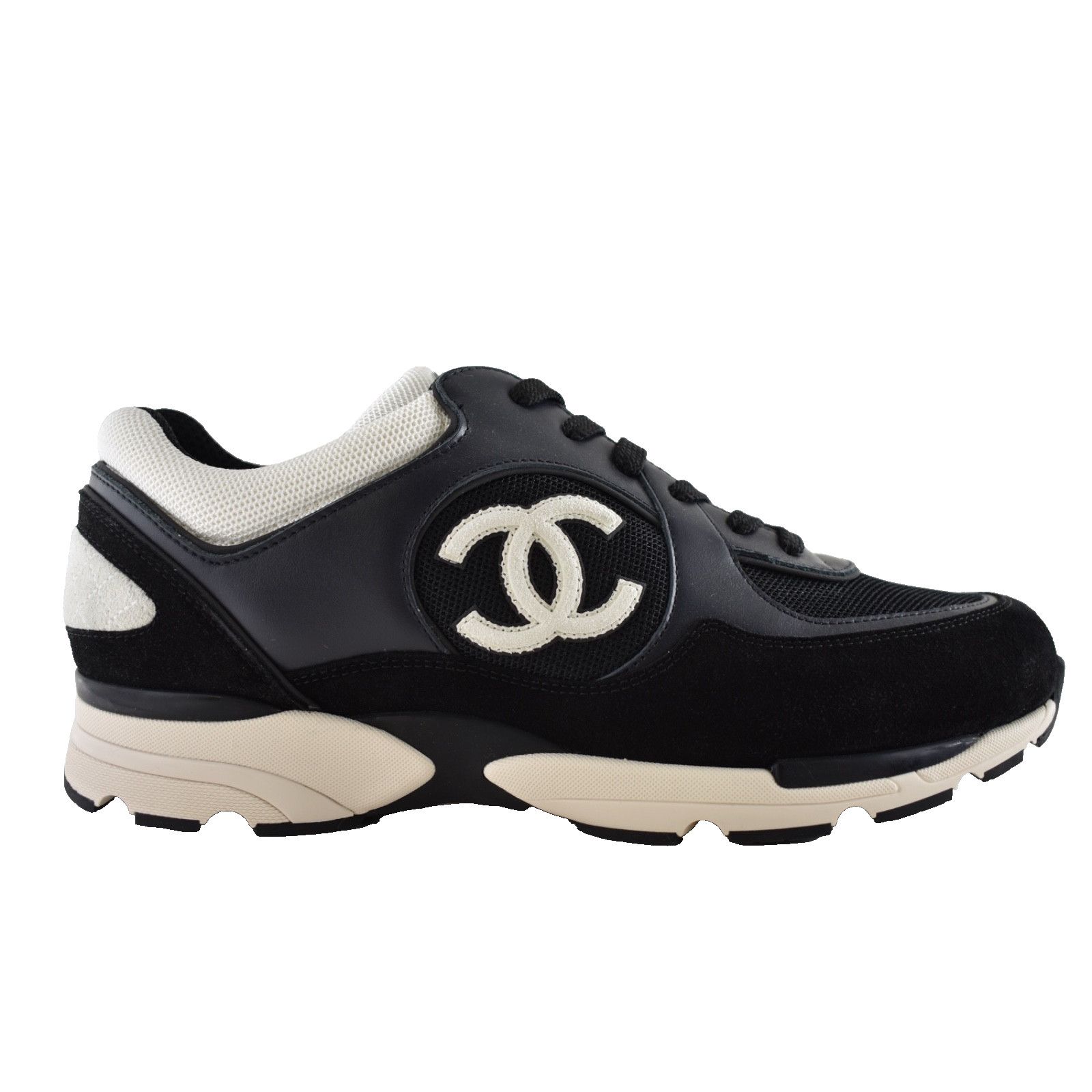 Chanel Mens Navy Blue Black White CC Logo Low Top Trainer Sneakers Size US 11 / EU 44 - 1 Thumbnail