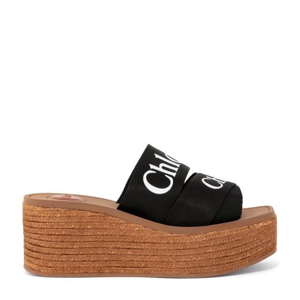image of Chloe O1Loc1C0424 Woody Wedges In Black Shoes, Women's (Size 6)