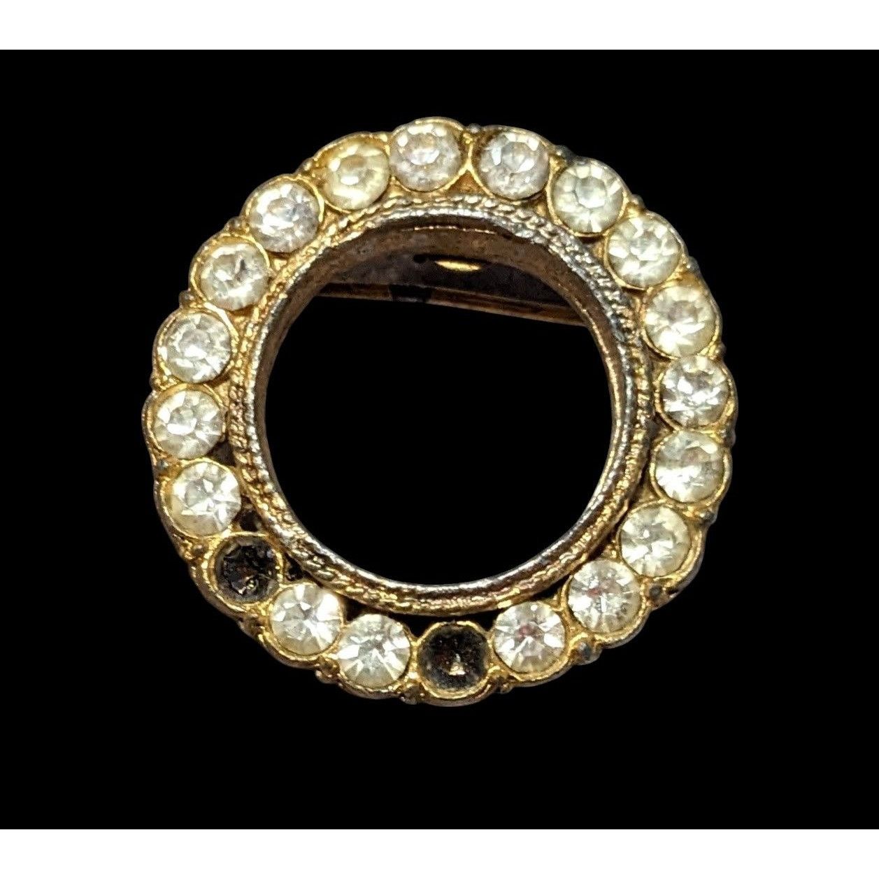Other Vintage AJC Gold Tone Open Circle Rhinestone Brooch Size ONE SIZE - 1 Thumbnail