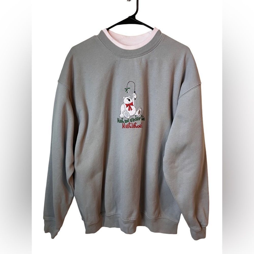 Vintage Vintage MCCC Sportswear gray XL mistletoe bear Christmas swe Size XL / US 12-14 / IT 48-50 - 3 Thumbnail