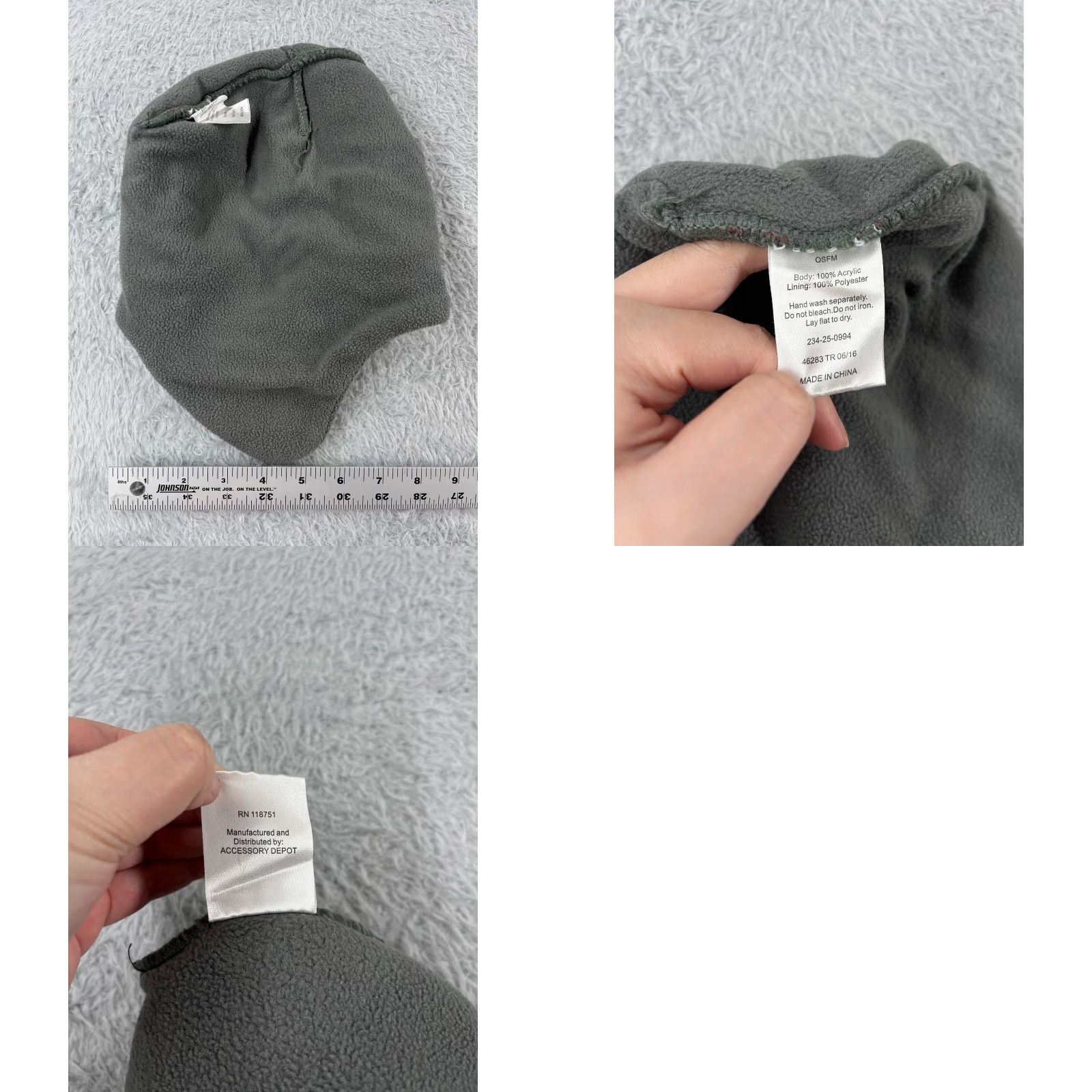Vintage Moose Beanie Toque Adult One Size Gray Knit Lined Ear Flaps Acrylic Polyester Size ONE SIZE - 8 Thumbnail