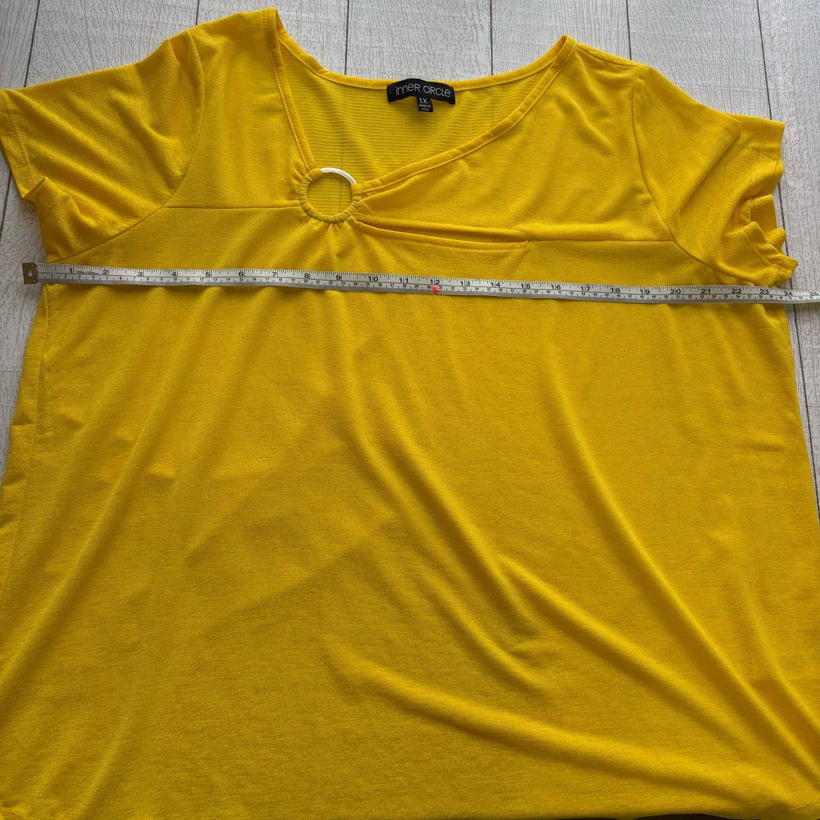 Other Inner Circle Yellow Asymmetrical Blouse 1X Cutout Top Size XL / US 12-14 / IT 48-50 - 6 Thumbnail