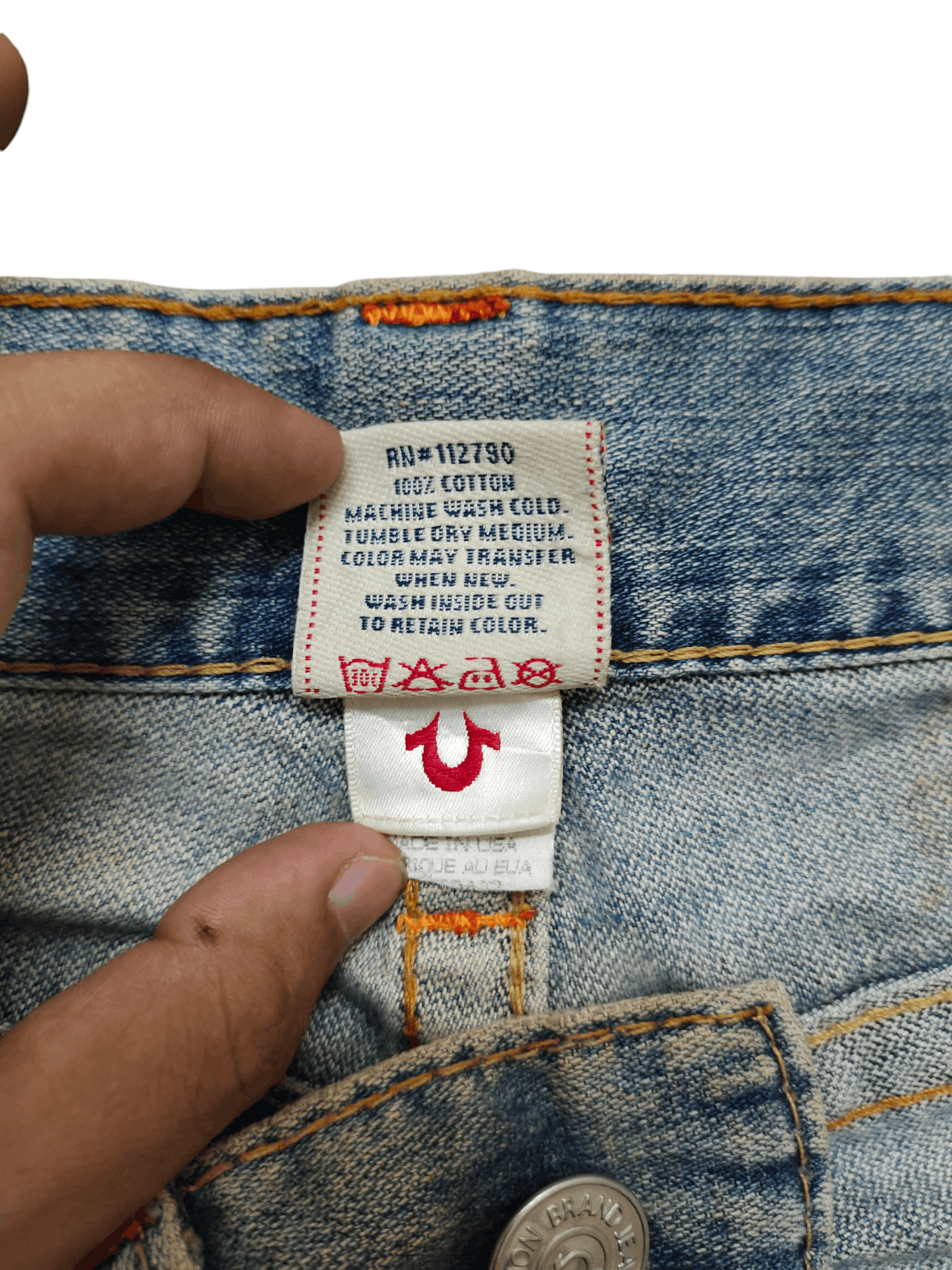 True Religion Flare Jean True Religion Leather Trim Distress Faded Bootcut Size US 31 - 20 Thumbnail