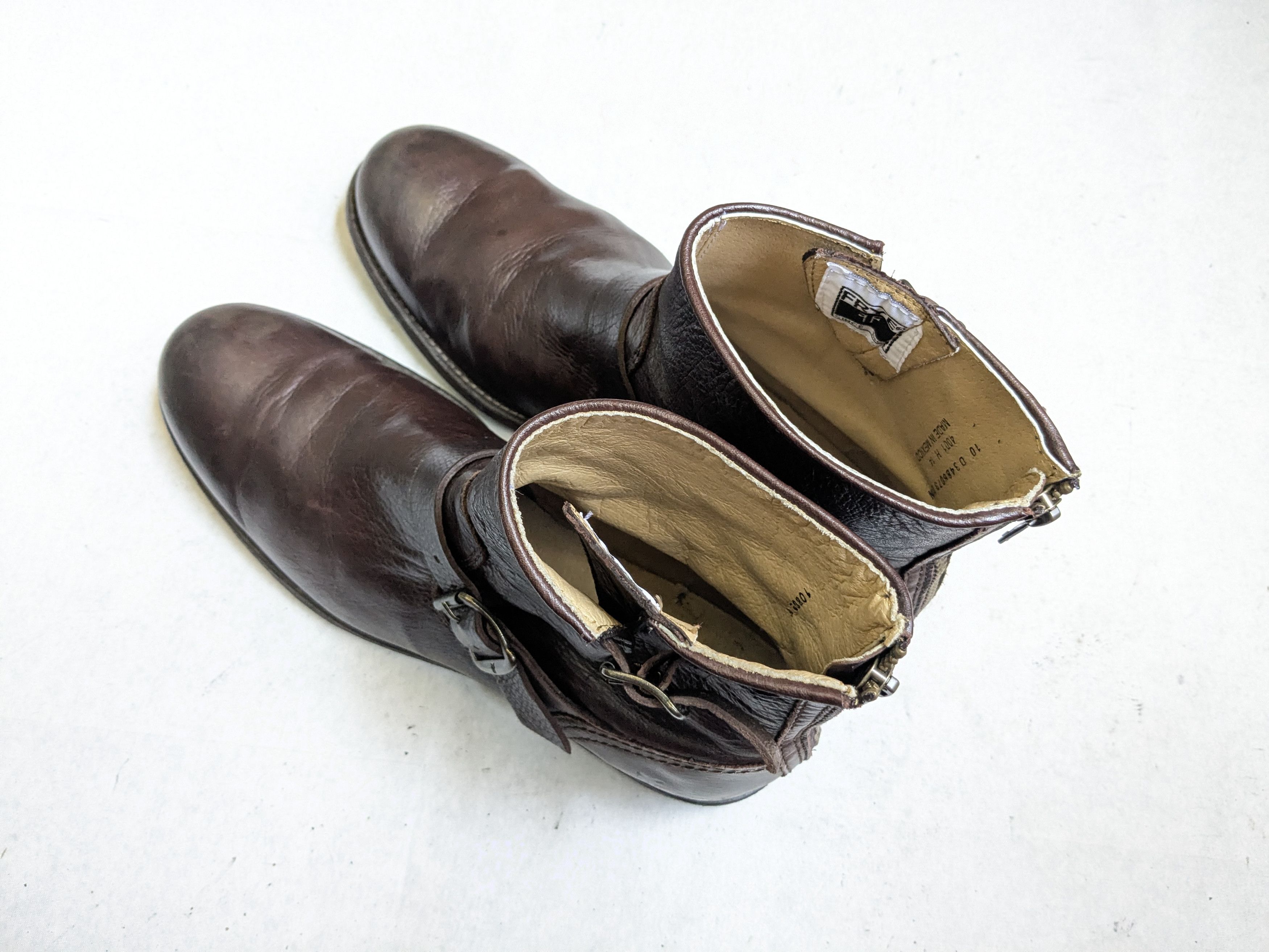 Frye Frye Engineer Boots Brown Leather 10 D Leather Buckle Size US 10 / EU 43 - 13 Thumbnail