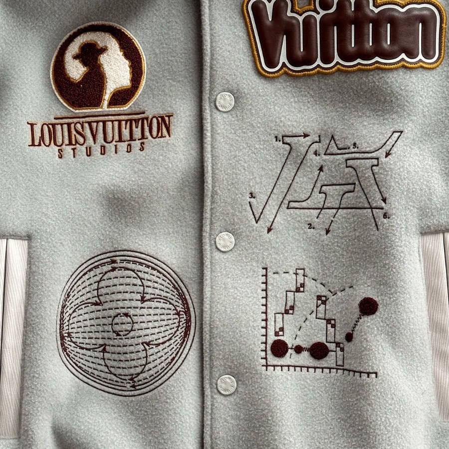 Louis Vuitton LOUIS VUITTON AQUA & WHITE LEATHER VARSITY JACKET Size US XL / EU 56 / 4 - 3 Thumbnail