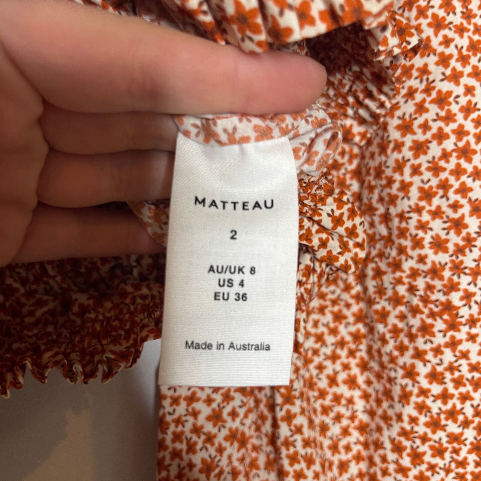 Matteau MATTEAU Shirred Floral Crop Decollete Blouse ballon sleeves Size S / US 4 / IT 40 - 7 Thumbnail