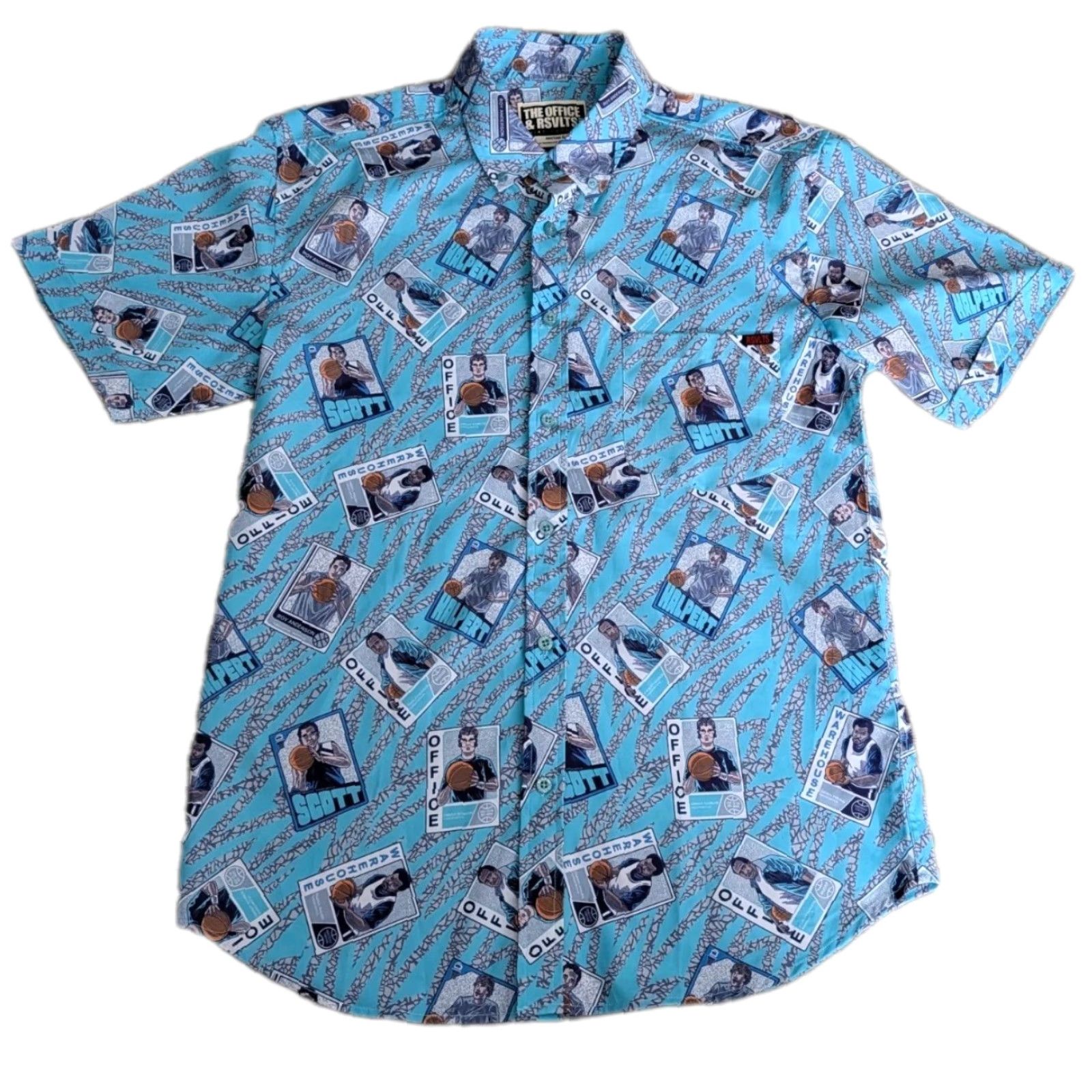 Vintage RSVLTS The Office + RSVLTS Short Sleeve Button Up Camp Shirt AOP Basketball M Blue Unisex Adults Casual Shirt Size US M / EU 48-50 / 2 - 2 Thumbnail