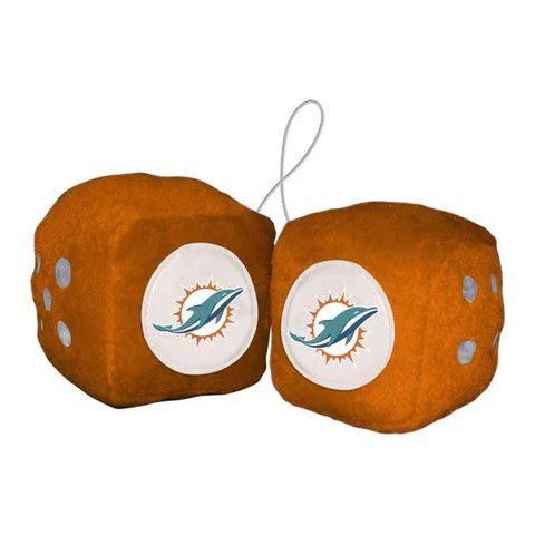 Designer Miami Dolphins Fuzzy Dice New Size ONE SIZE - 1 Thumbnail