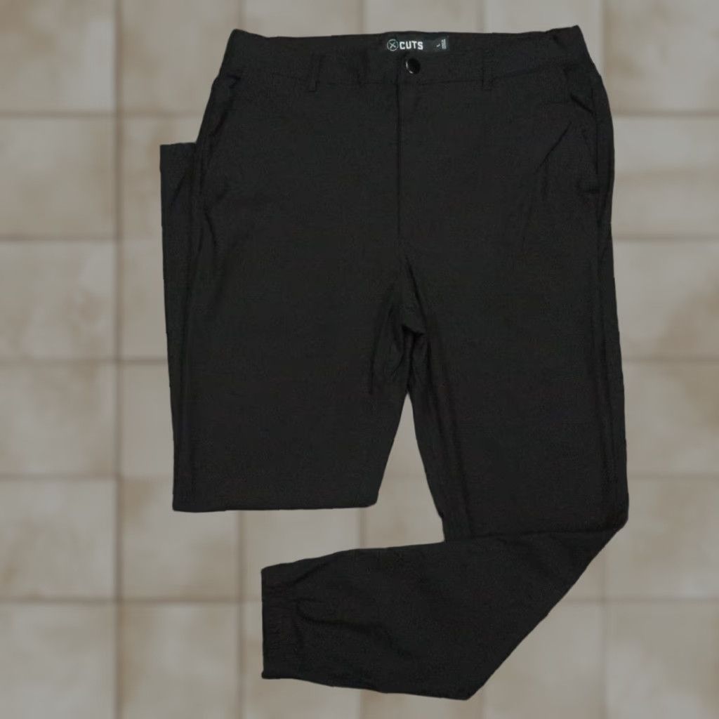 CUTS Pants Large Black Jogger Tapered Zip Pocket Stretch Mens