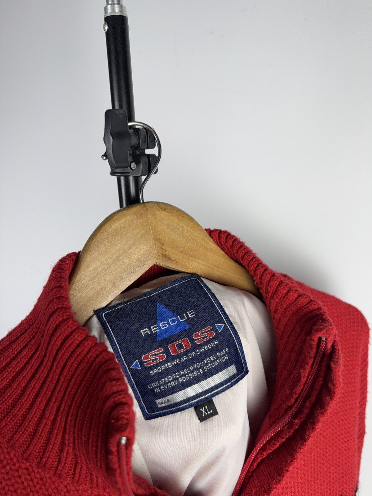 Vintage 00s Retro Rescue SOS Nordic Wool Zip Ski Sweater Red Size US XL / EU 56 / 4 - 9 Thumbnail