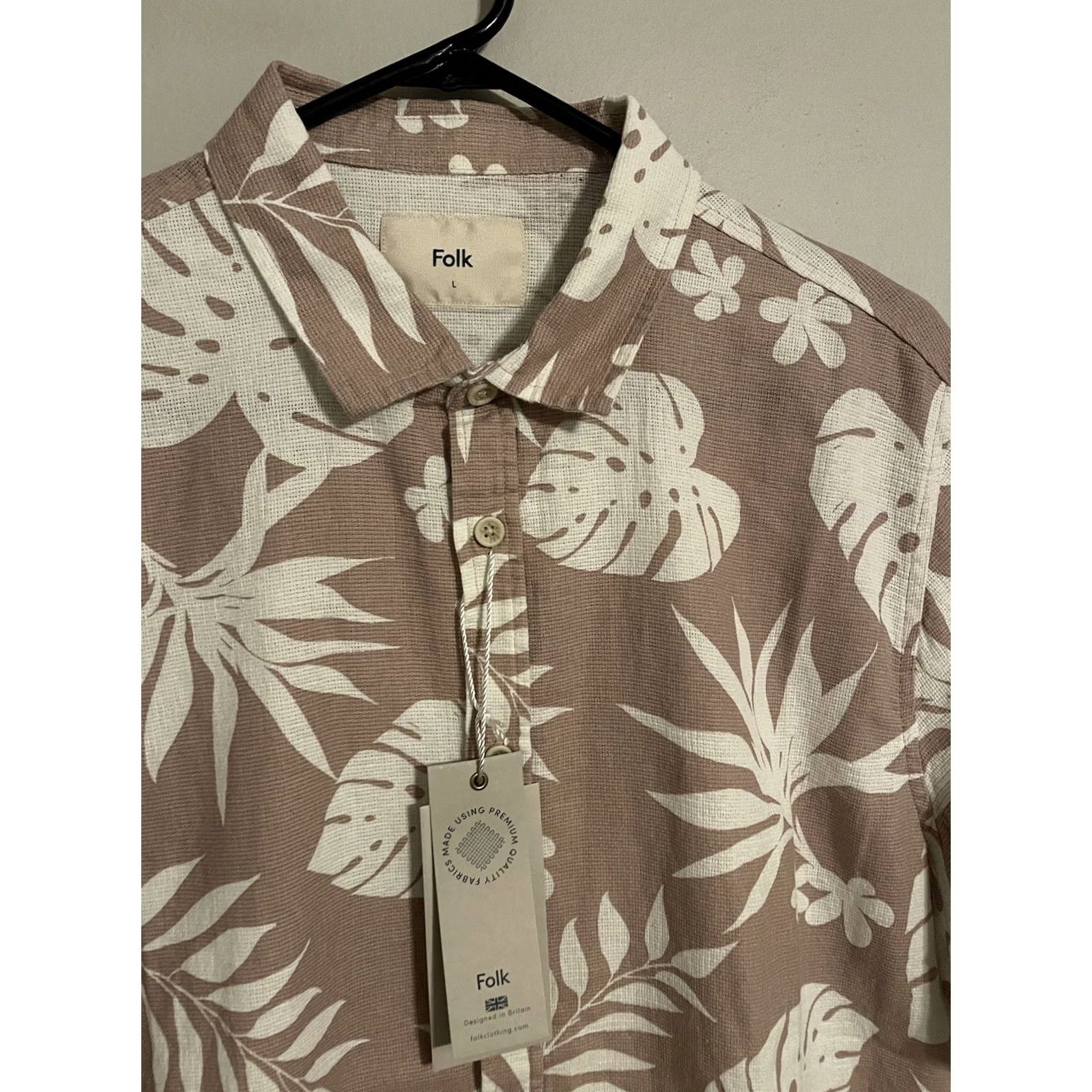 Folk Folk Kingston Pink S/S Button Up Floral Hawaiian Shirt - Men's Large Size US L / EU 52-54 / 3 - 2 Thumbnail