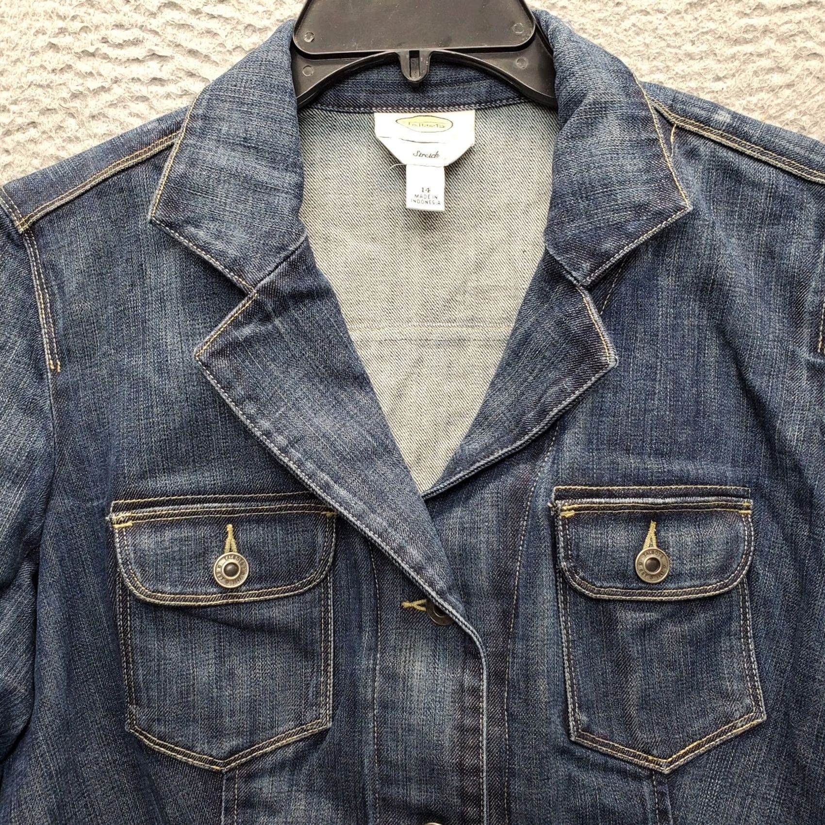 Talbots Talbots Blazer Jacket Womens 14 Blue Denim Stretch Notch Lapel Button Front Shirt Womens Size 14 Talbots Blue Denim Stretch Blazer Size XL / US 12-14 / IT 48-50 - 7 Thumbnail