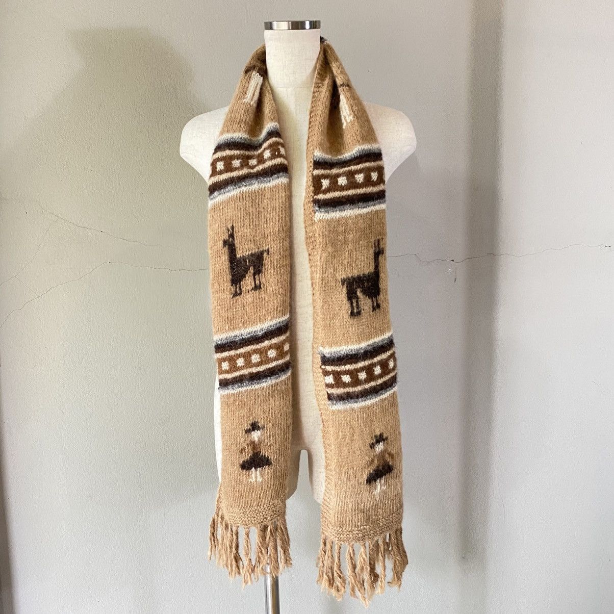 Designer × Japanese Brand Camel Brown Alpaca Pattern Scarf Size ONE SIZE - 2 Thumbnail