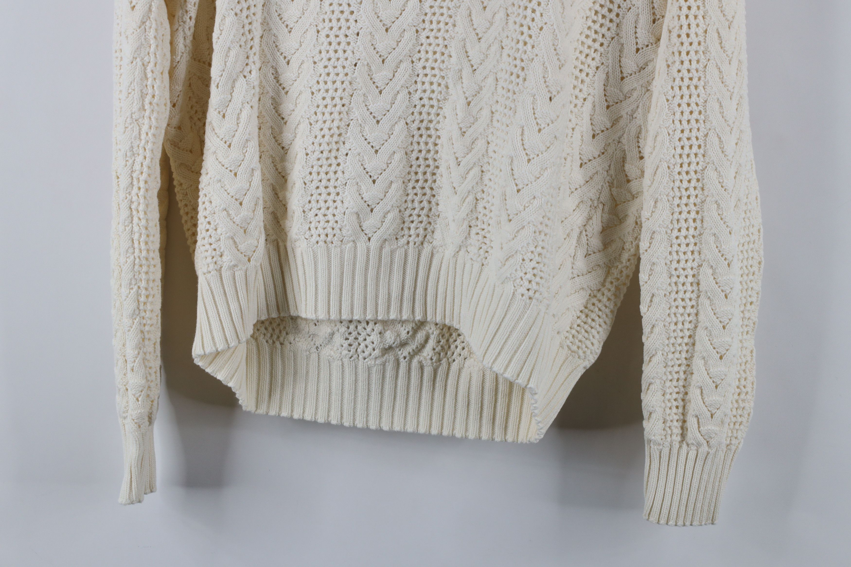 Vintage Vintage 90s Streetwear Fisherman Knit Aran Sweater Cream Size L / US 10 / IT 46 - 9 Thumbnail