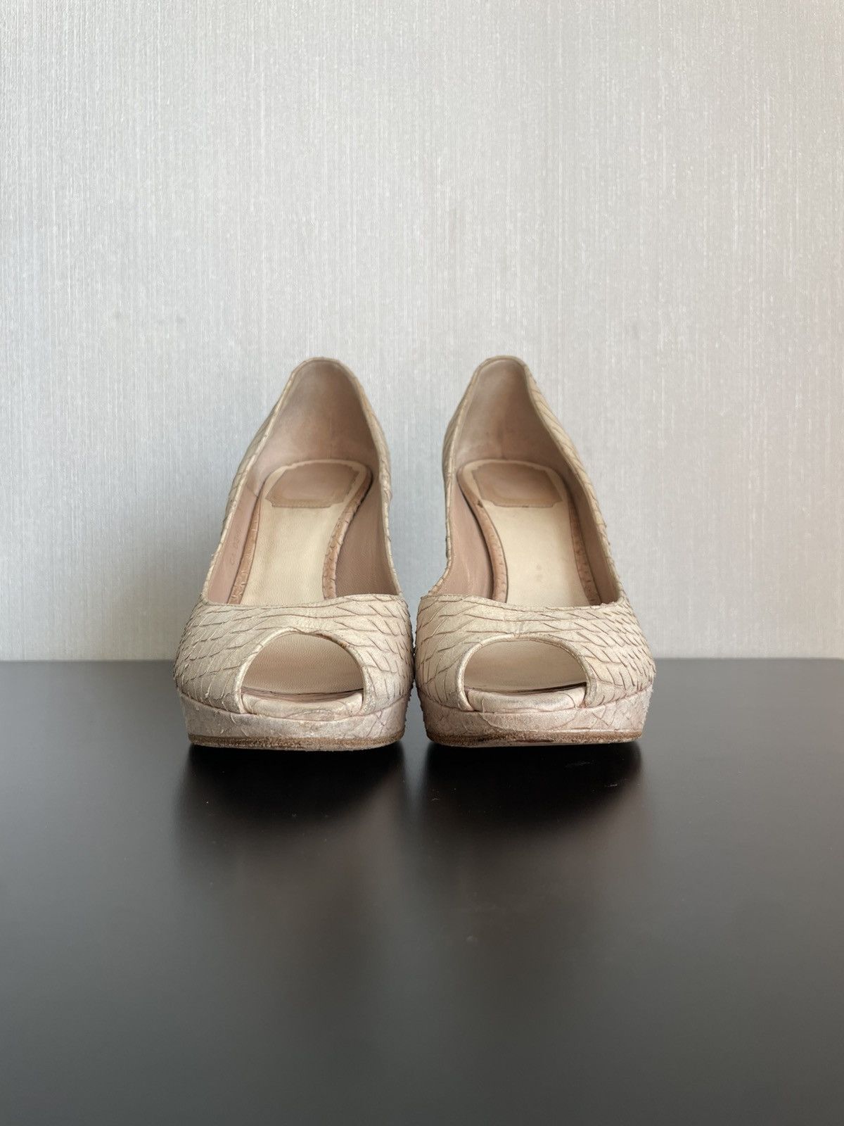 Christian Dior Monsieur × Hedi Slimane × John Galliano Vintage Christian Dior Python Heels Miss Dior peep toe Y2k Size US 6.5 / IT 36.5 - 6 Thumbnail