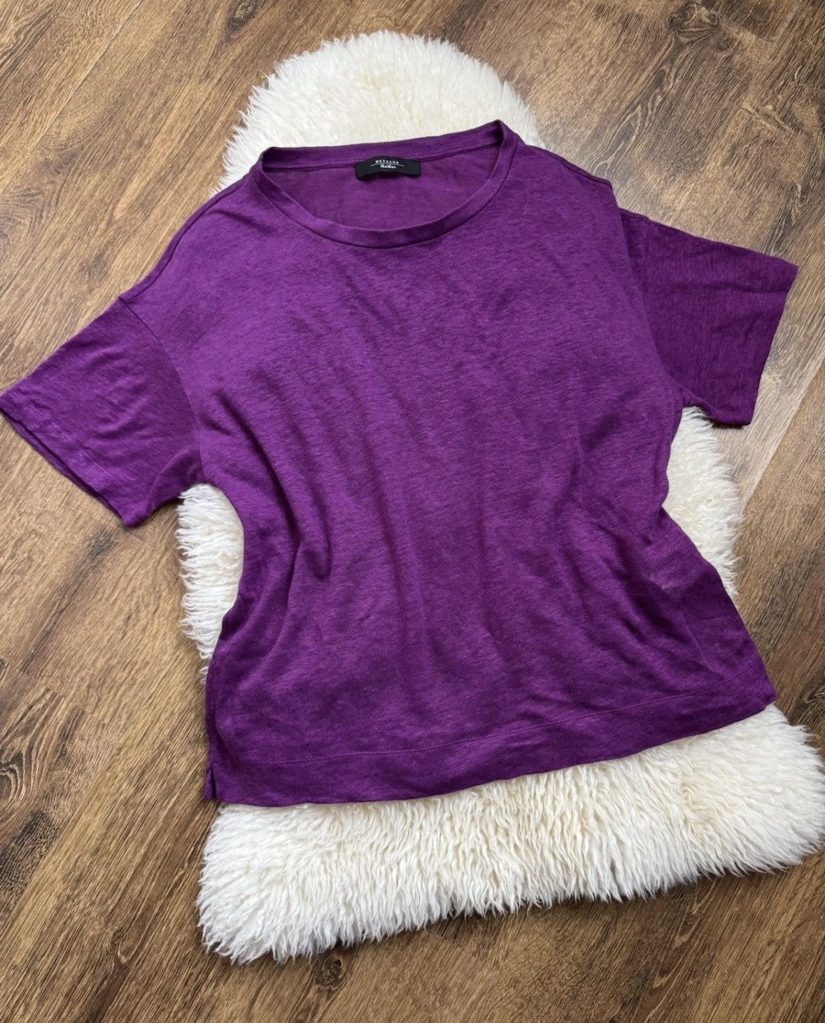 Weekend Max Mara Weekend Max Mara purple t-shirt 100% linen size L Size L / US 10 / IT 46 - 3 Thumbnail