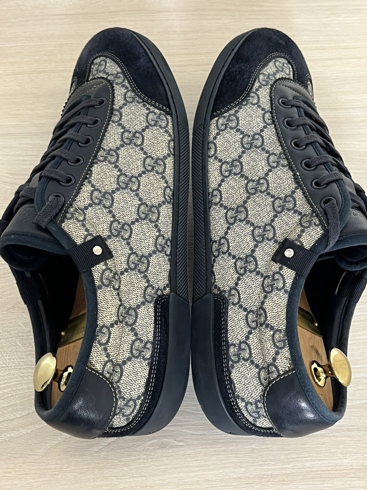 Gucci Gucci GG Supreme Monogram Canvas Sneakers Navy Suede Size US 9.5 / EU 42-43 - 14 Thumbnail