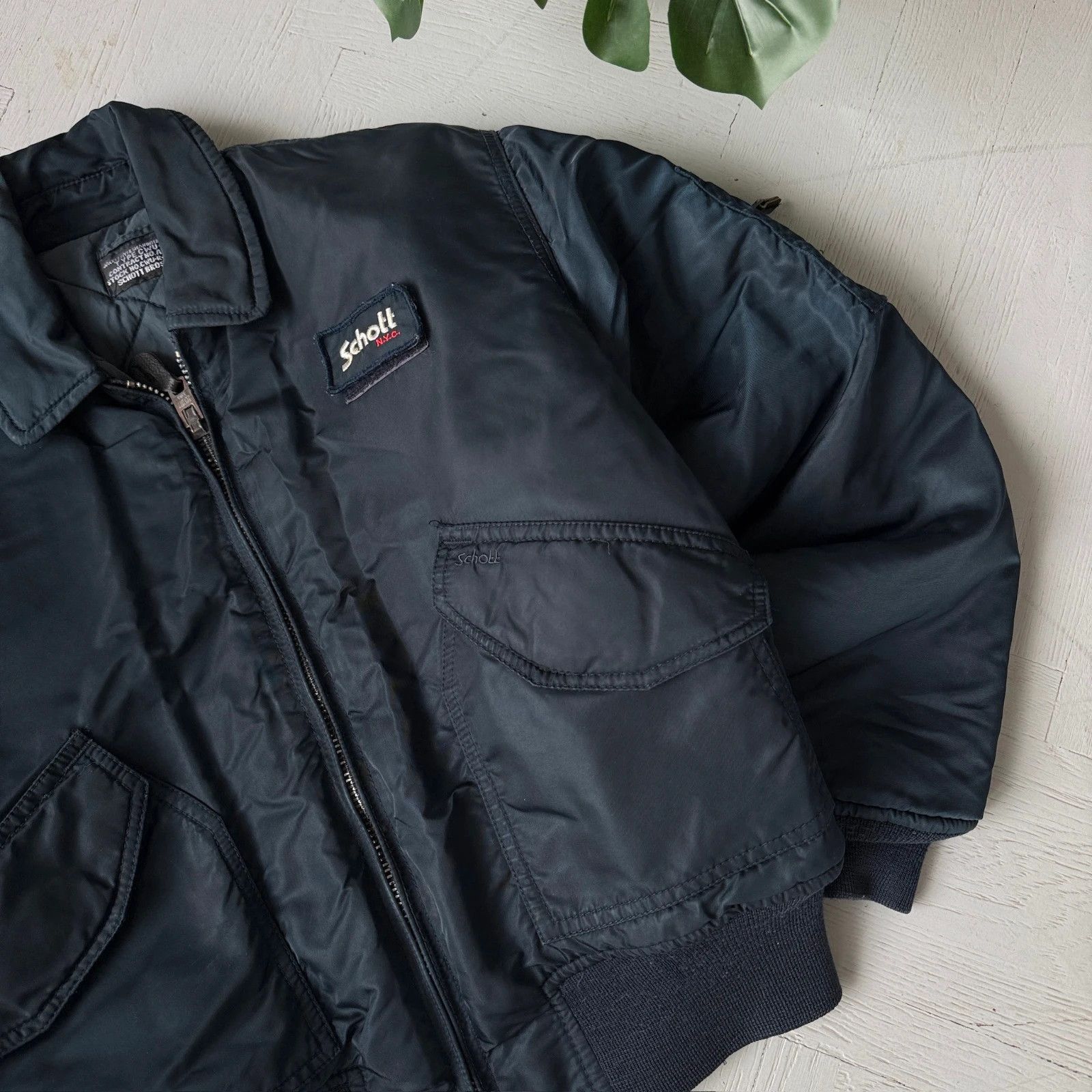 Schott Vintage Schott NYC Cwu Bomber Jacket Navy Blue Size US S / EU 44-46 / 1 - 3 Thumbnail