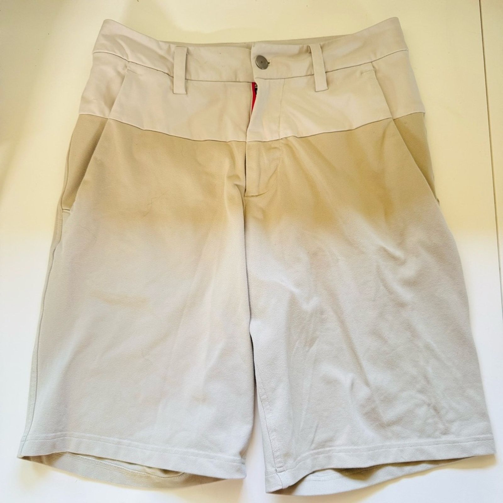 Lululemon LULULEMON Cream Tan Khaki Two Tone Casual Flat 10” Shorts 30 Size US 30 / EU 46 - 2 Thumbnail