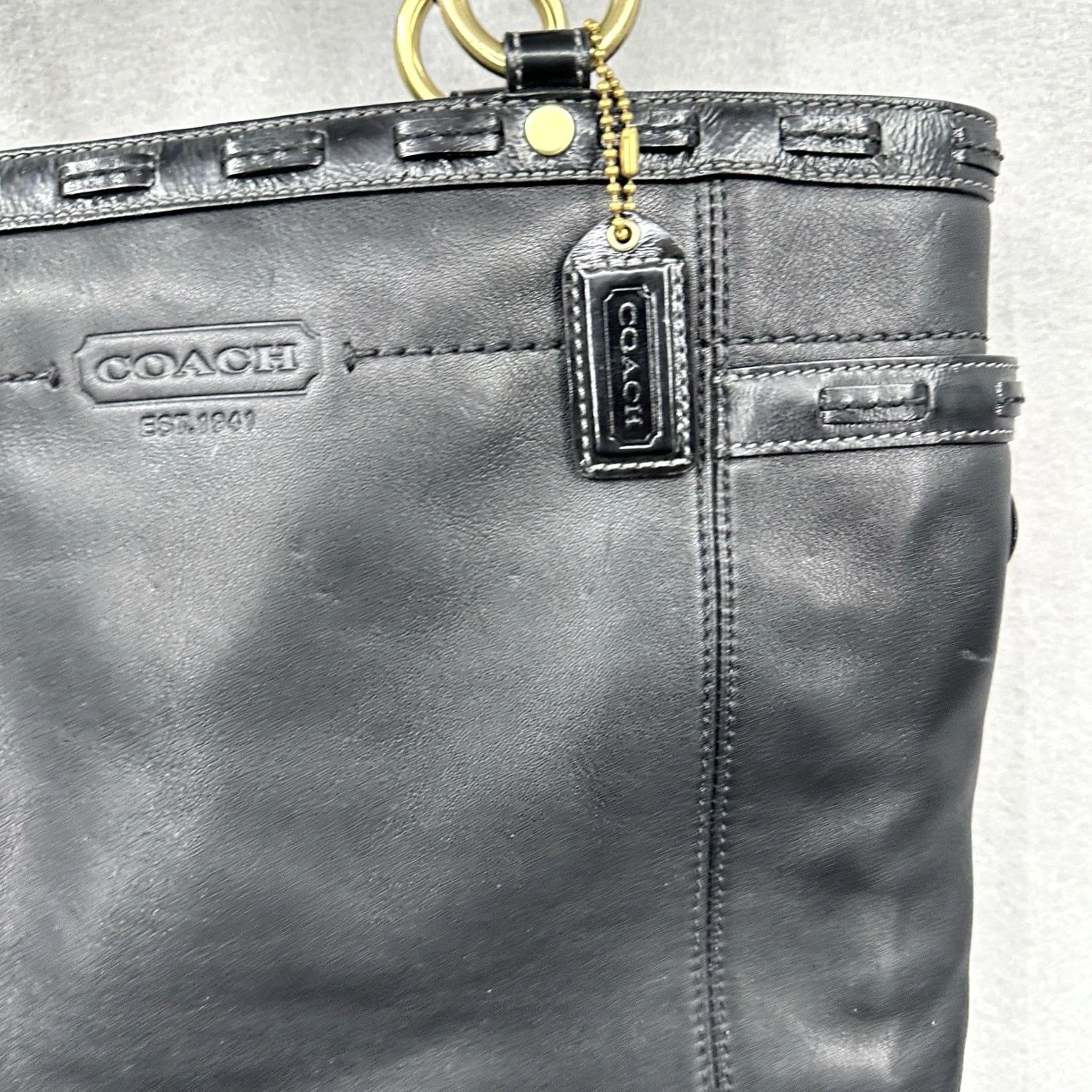 Coach VINTAGE Coach Gallery Tote Bag Women Black Leather 90s Designer Purse E0773-11230 Size ONE SIZE - 6 Thumbnail