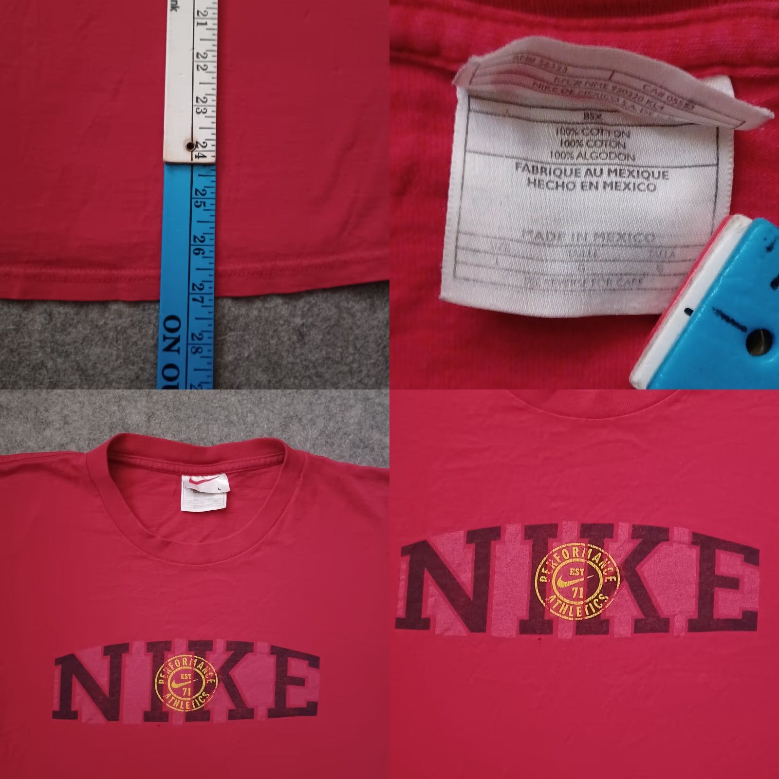 Nike VINTAGE Nike T Shirt Mens L Red Performance Athletic Logo Spellout Short Sleeve Size US L / EU 52-54 / 3 - 8 Thumbnail