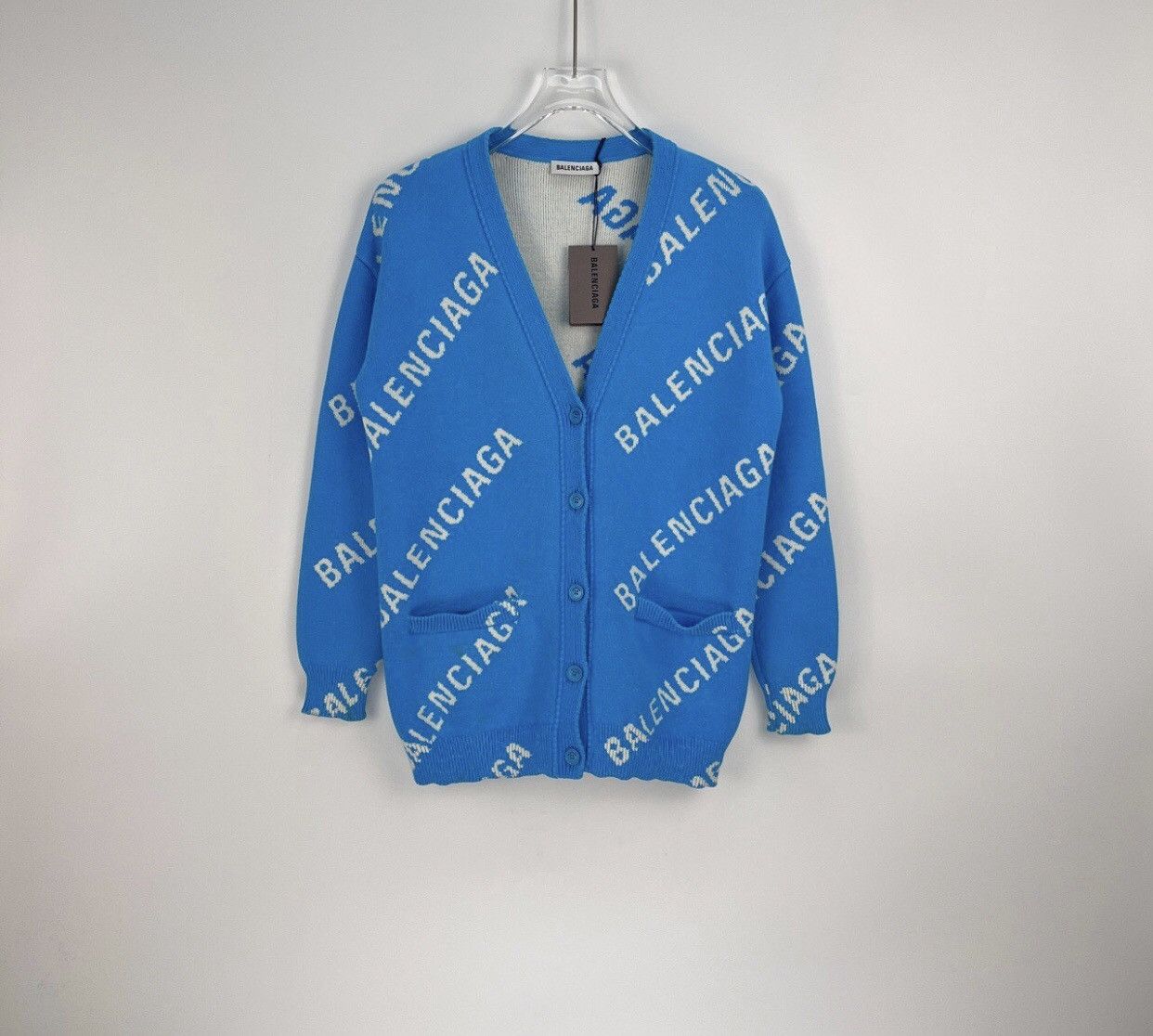 Balenciaga Balenciaga sky blue full classic logo knitted cardigan shirt Size US XS / EU 42 / 0 - 3 Thumbnail
