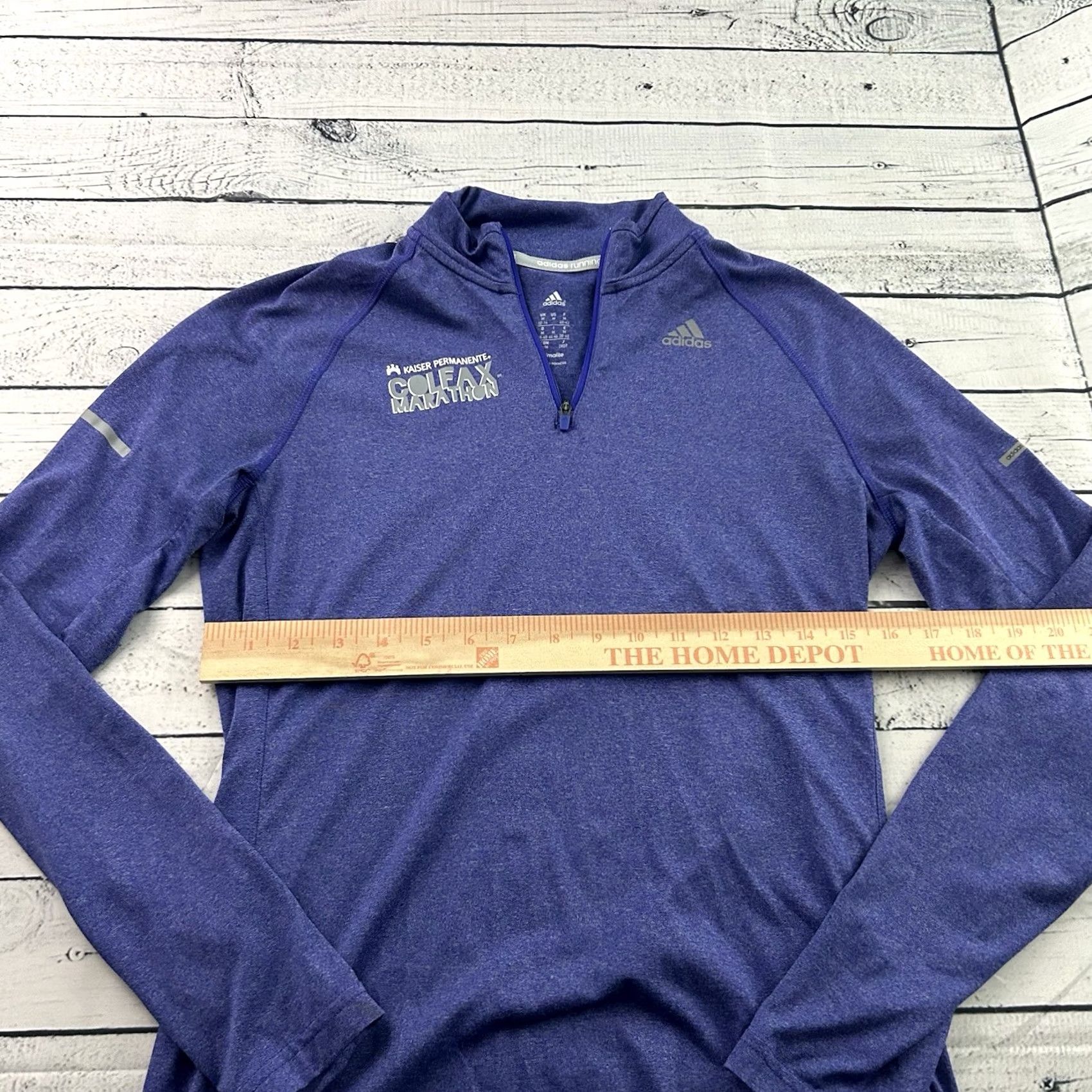 Adidas Adidas Colfax Marathon Long Sleeve 1/4 Zip Lightweight Jacket Women's Medium Purple Shirt Size M / US 6-8 / IT 42-44 - 5 Thumbnail
