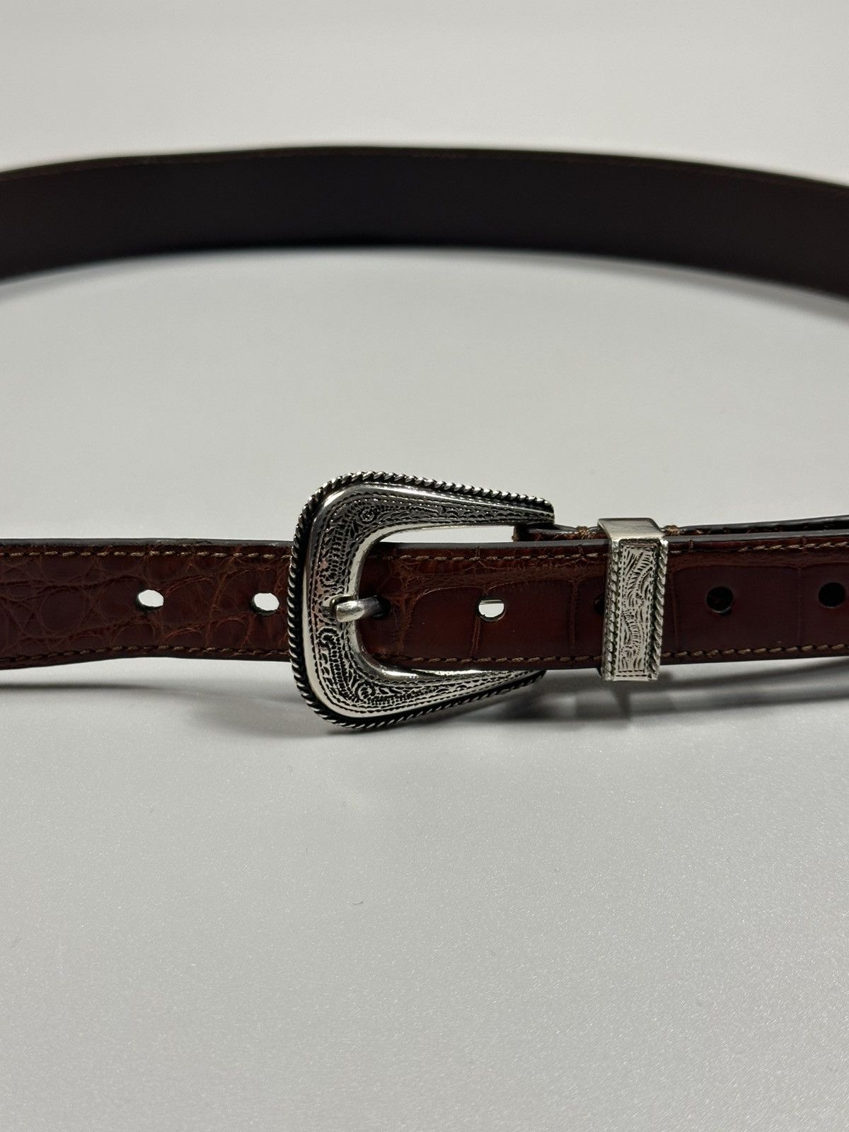 Brunello Cucinelli Brunello Cucinelli Croc Leather Sterling Silver Western Belt Size ONE SIZE - 6 Thumbnail