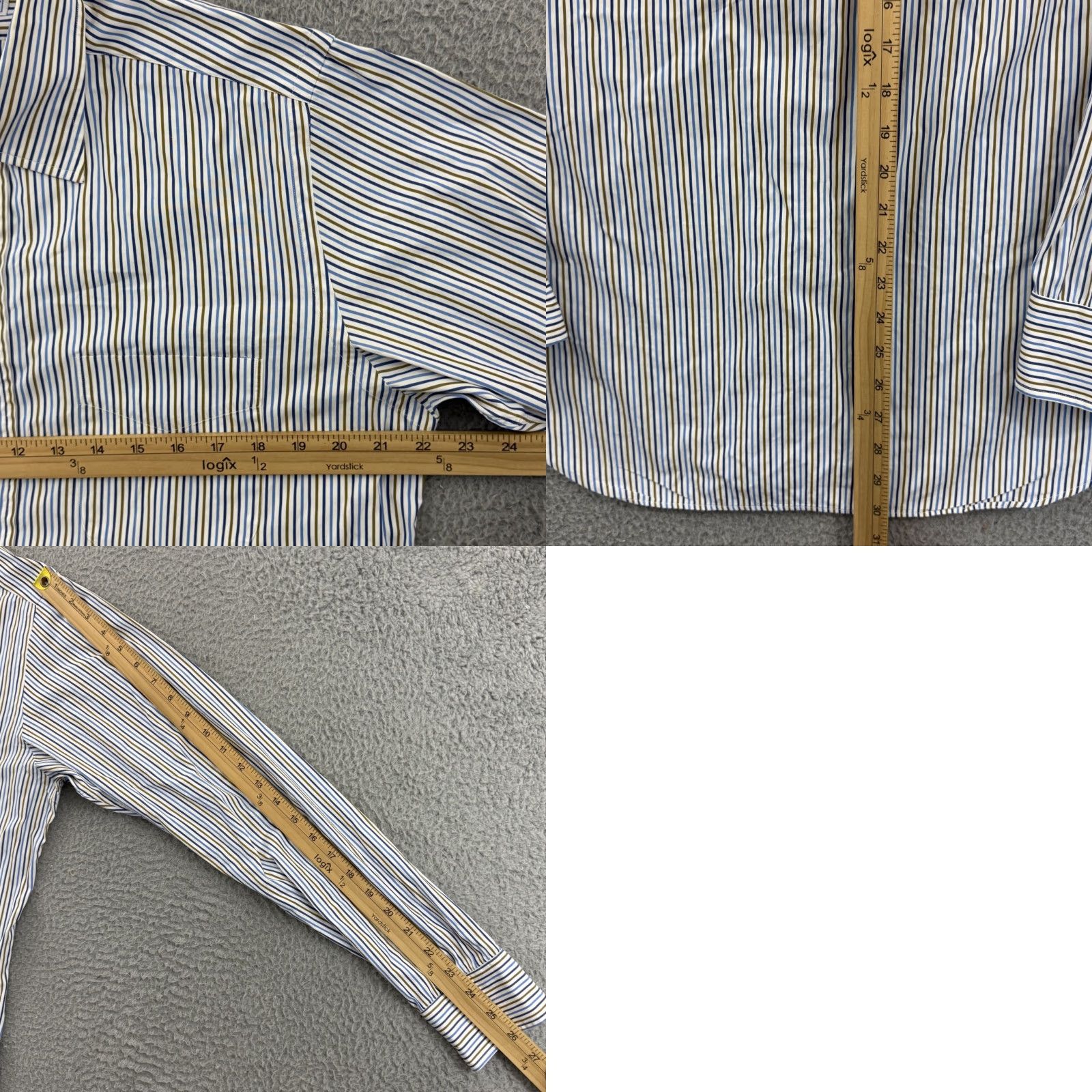 CO Carroll & Co Shirt Men’s Medium Blue Striped Button Up Long Sleeve Preppy Italy Size US M / EU 48-50 / 2 - 8 Thumbnail