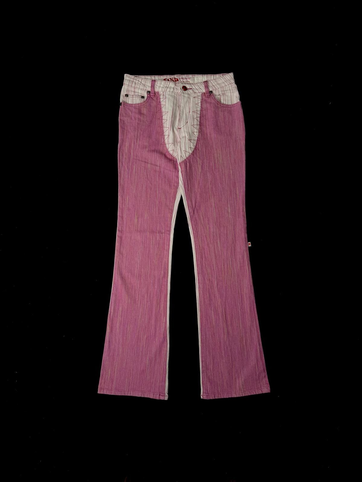 Japanese Brand Deadstock Vtg Retro Two-Tone Flared Pants with Stitch Detail Size 26" / US 2 / IT 38 - 1 Thumbnail