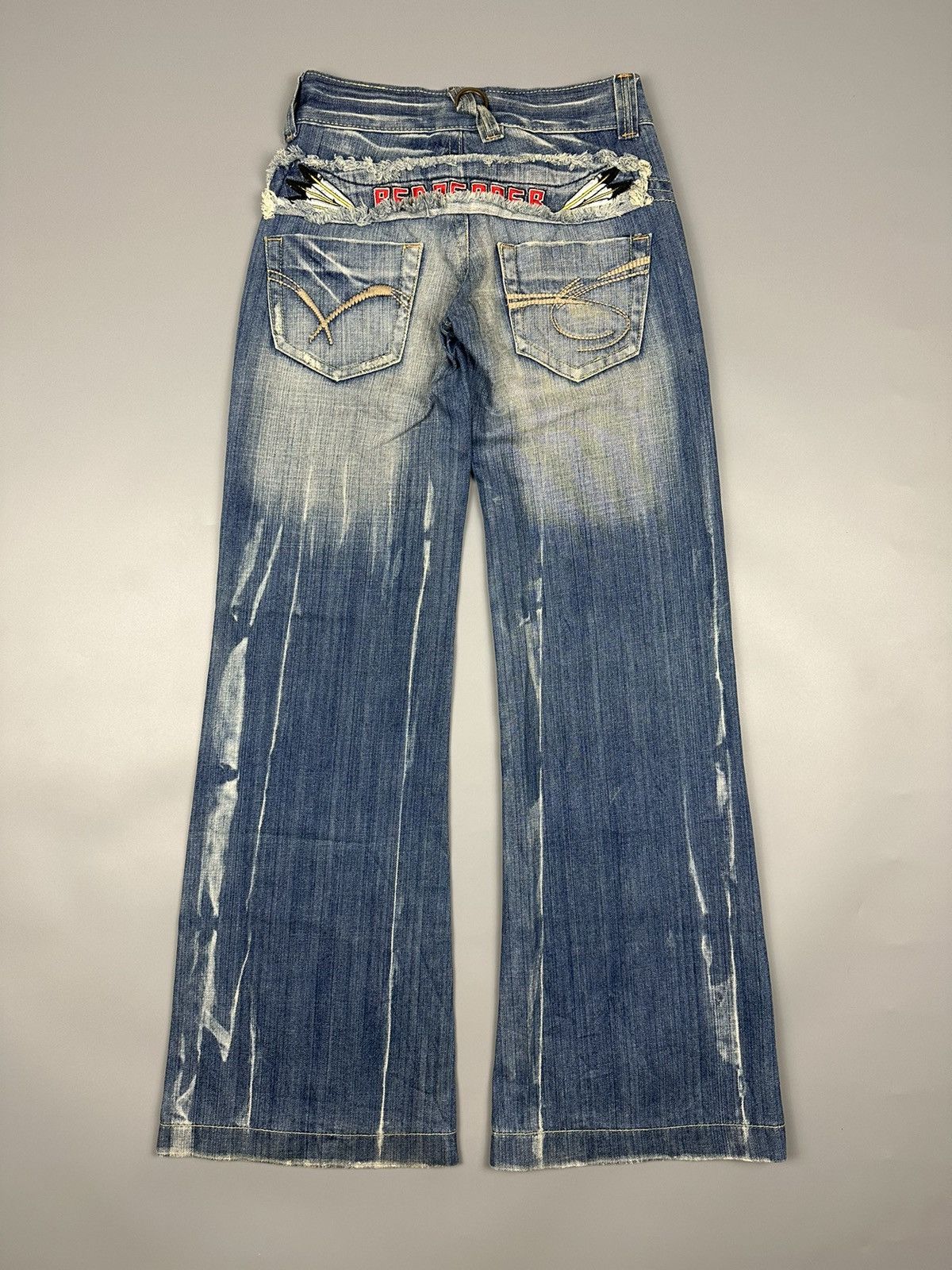 If Six Was Nine 🔥Flared🔥Vintage Red Pepper Embroidered Acidwash Flared Denim Size US 26 / EU 42 - 2 Thumbnail