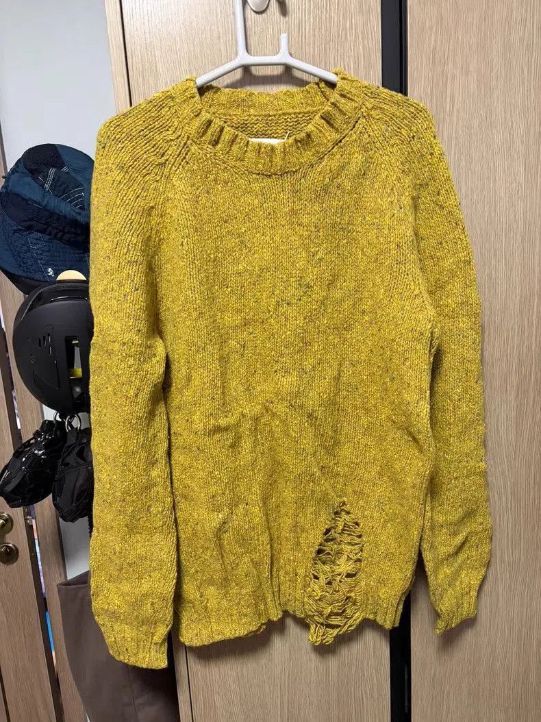 Maison Margiela Yellow Knit Sweater with Side Lace-Up Detail. Size US L / EU 52-54 / 3 - 1 Thumbnail