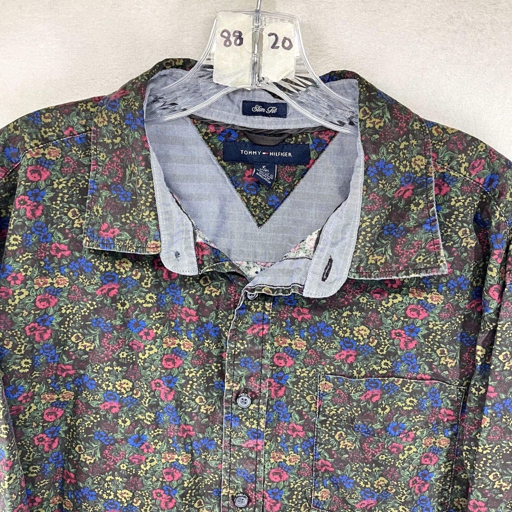 Tommy Hilfiger VINTAGE Tommy Hilfiger Men's Floral Print Button Up Shirt XL Slim Fit Long Sleeve Casual 90s Grunge Gothic Bohemian Size US XL / EU 56 / 4 - 4 Thumbnail