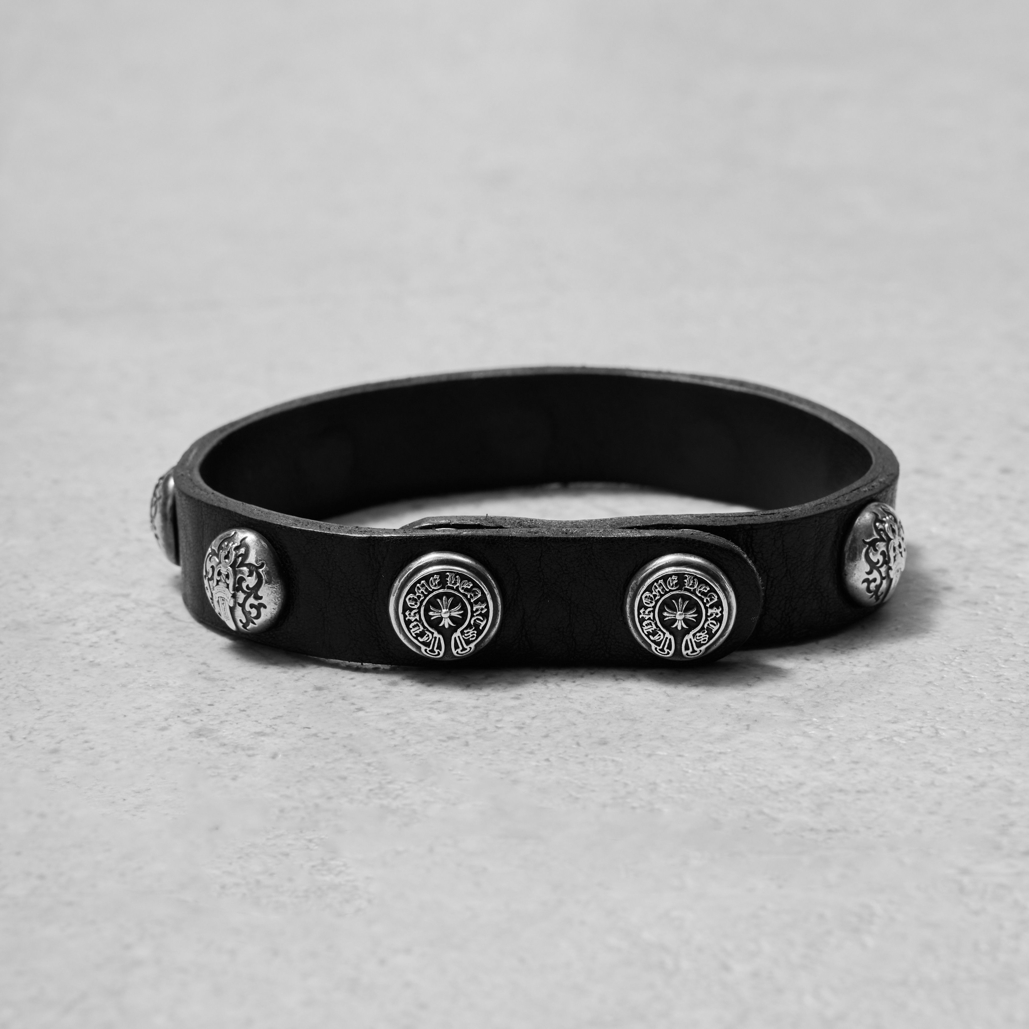 Chrome Hearts CHROME HEARTS 2 Button 2 Snap Bracelet Cross Black Leather Size ONE SIZE - 3 Thumbnail