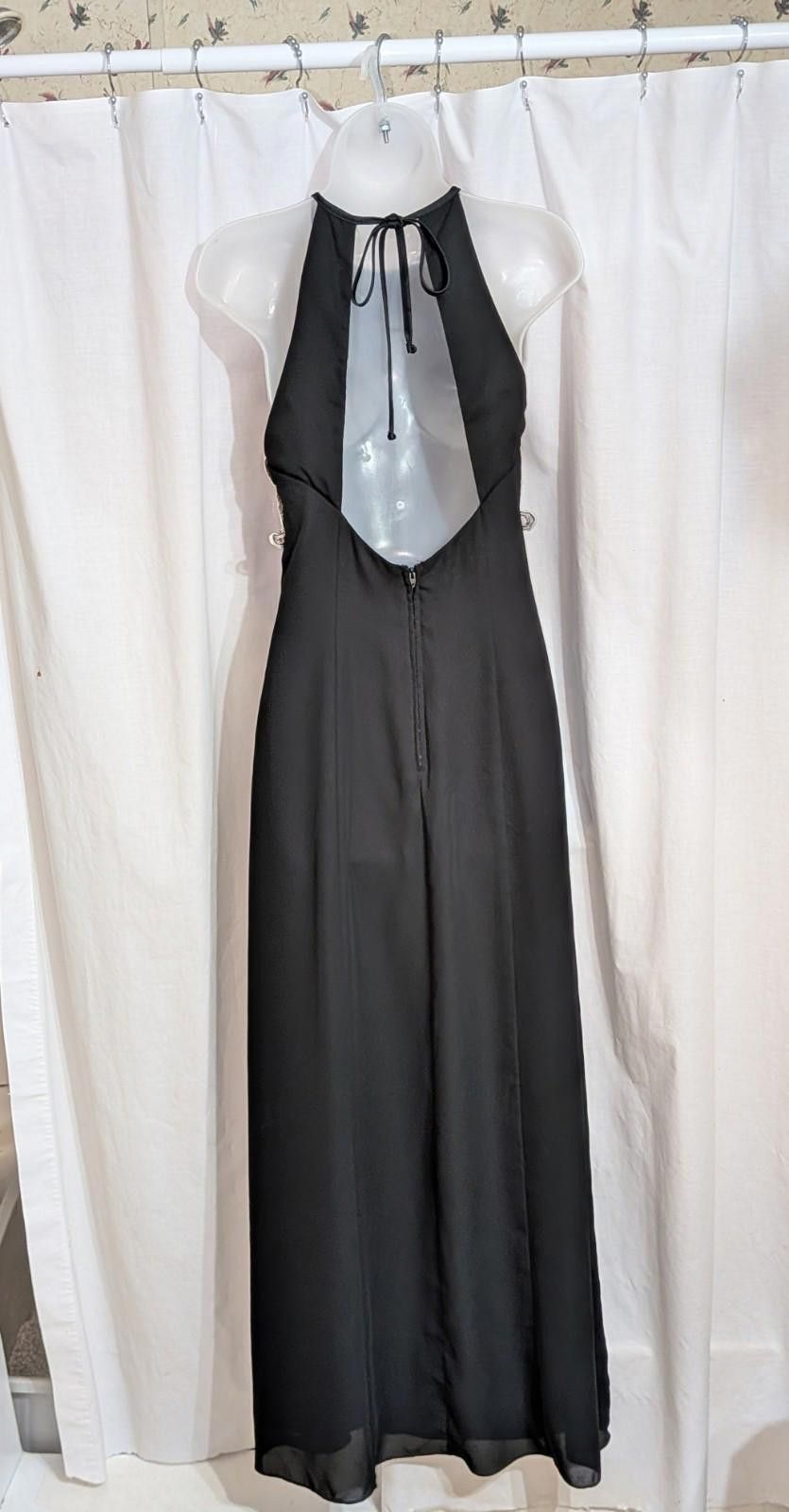 Designer VTG 90's Betsy & Adam Black Soutache Halter Maxi Slip Gown Size S / US 4 / IT 40 - 2 Thumbnail