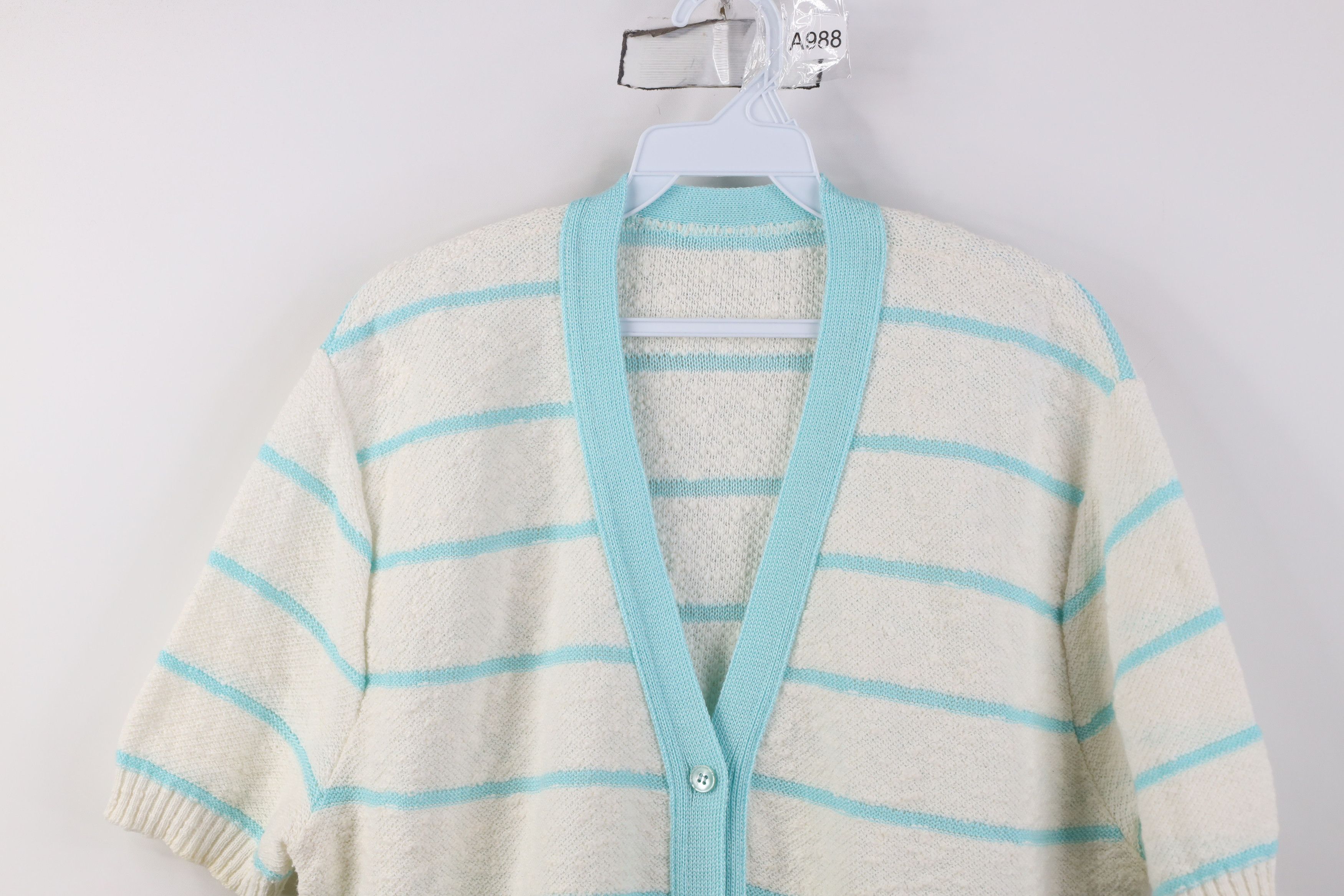 Vintage Vintage 90s Streetwear Striped Knit Short Sleeve Sweater Size L / US 10 / IT 46 - 2 Thumbnail
