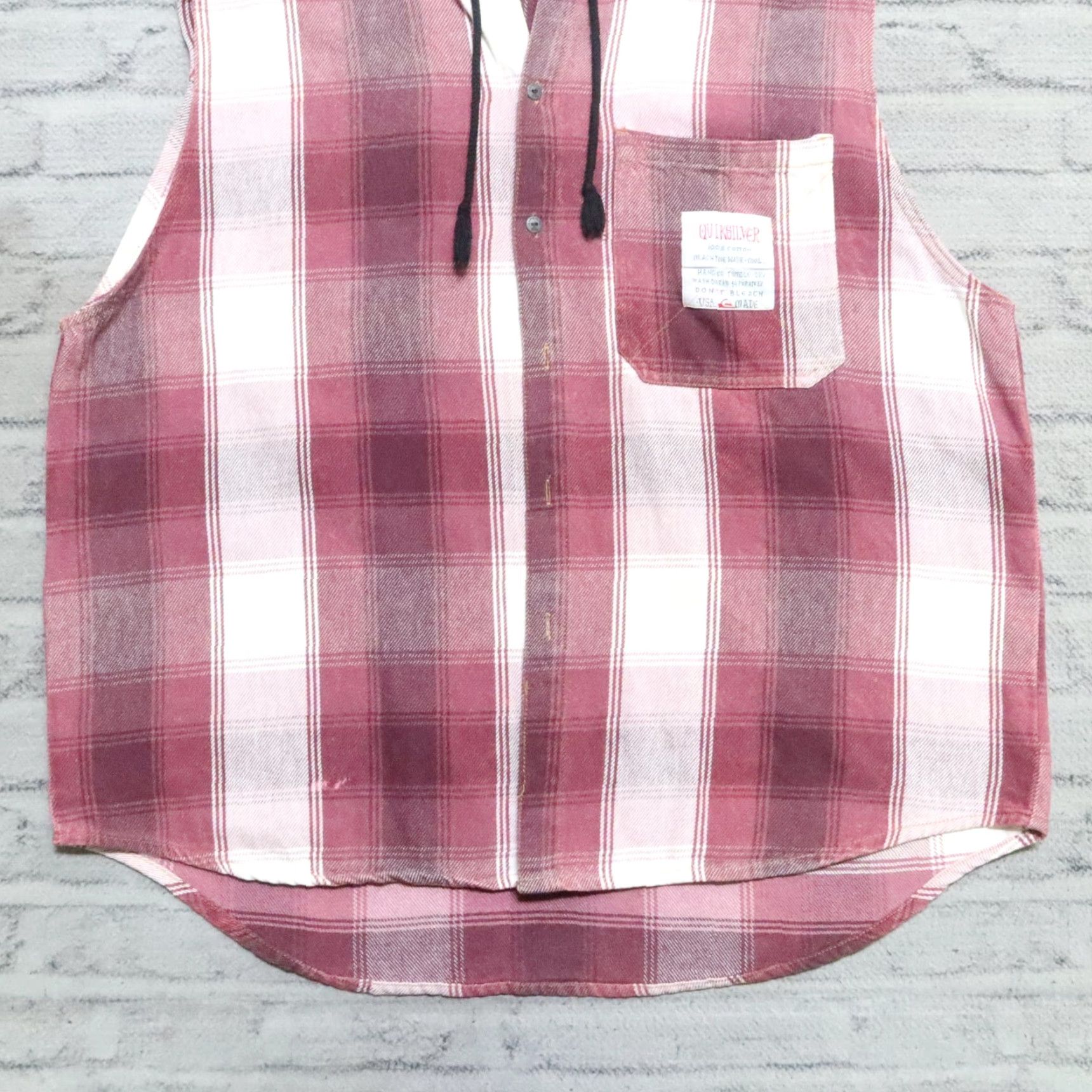 Quiksilver VINTAGE Quicksilver Plaid Hoodie Vest Shirt Mens L Burgundy 90s Made in USA Size US L / EU 52-54 / 3 - 3 Thumbnail