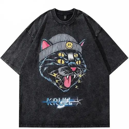 VIBE 80s Cartoon Design Face Oversized Printed Vintage T Shirt Size US L / EU 52-54 / 3 - 1 Thumbnail