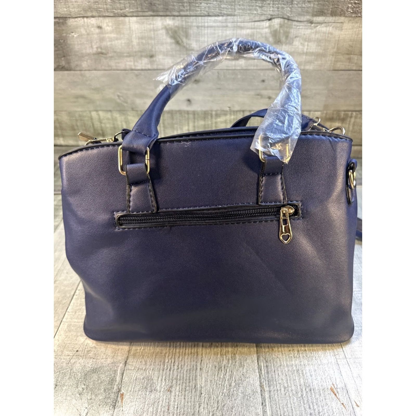 Vintage VINTAGE Darbaoly Purse Handbag Blue Two Piece Top Handle Bag Womens Purse Bag Faux Leather Size ONE SIZE - 6 Thumbnail