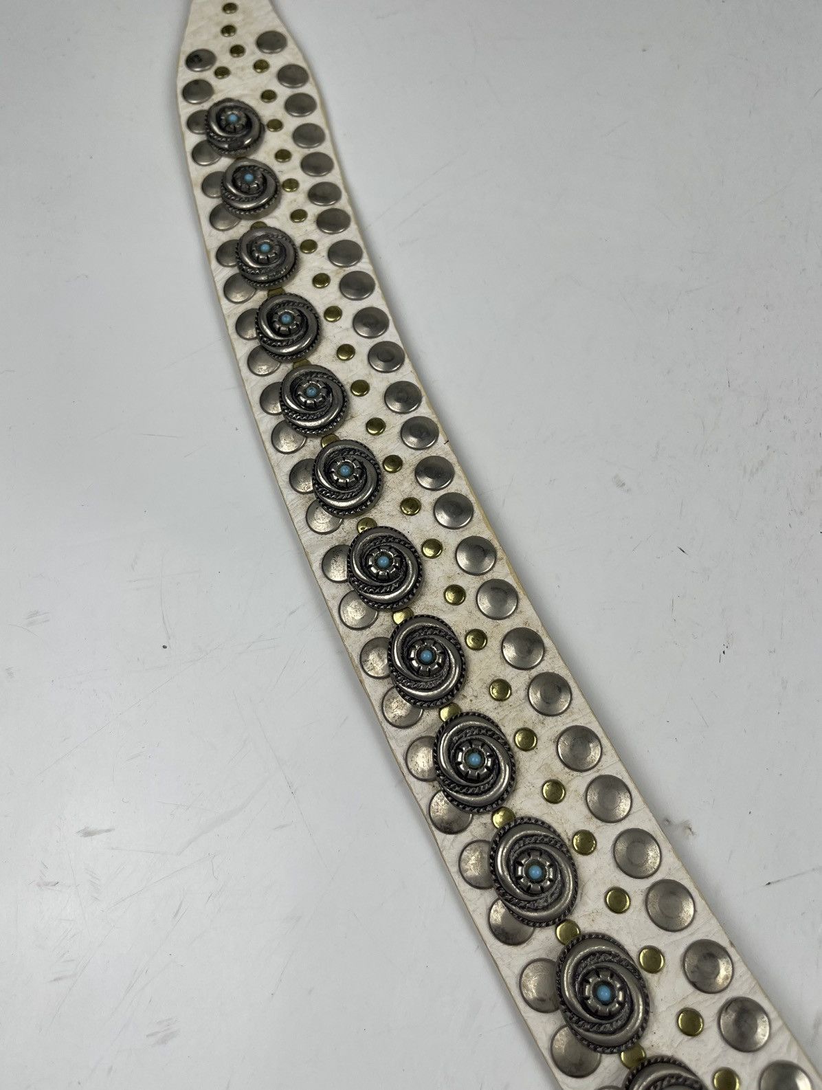 Japanese Brand rare designs nanni studded leather belt made in italy tc31 Size 34 - 4 Thumbnail