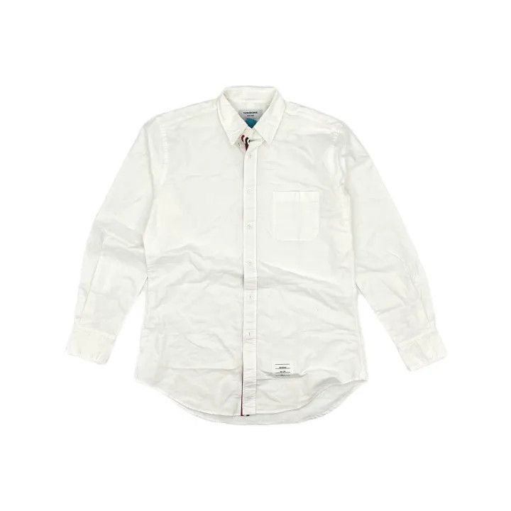 Thom Browne Thom Browne White Satin Long Sleeve Shirt -2507 Size US L / EU 52-54 / 3 - 8 Thumbnail