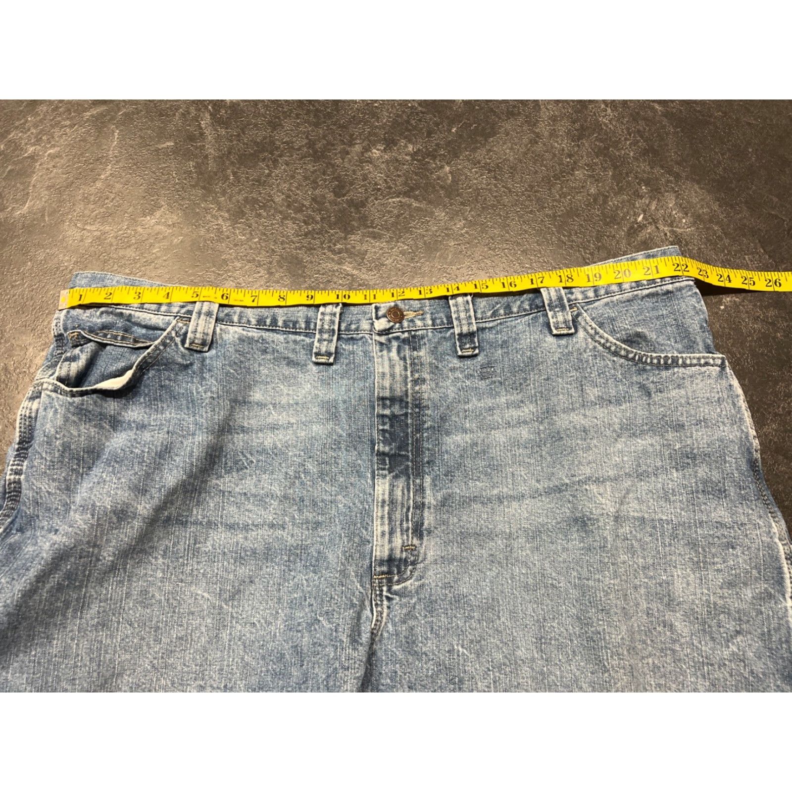 Wrangler Wrangler Men's Carpenter Shorts 46 Blue Denim Workwear 10" Inseam Flex Fit Biker Outdoor Size US 30 / EU 46 - 7 Thumbnail