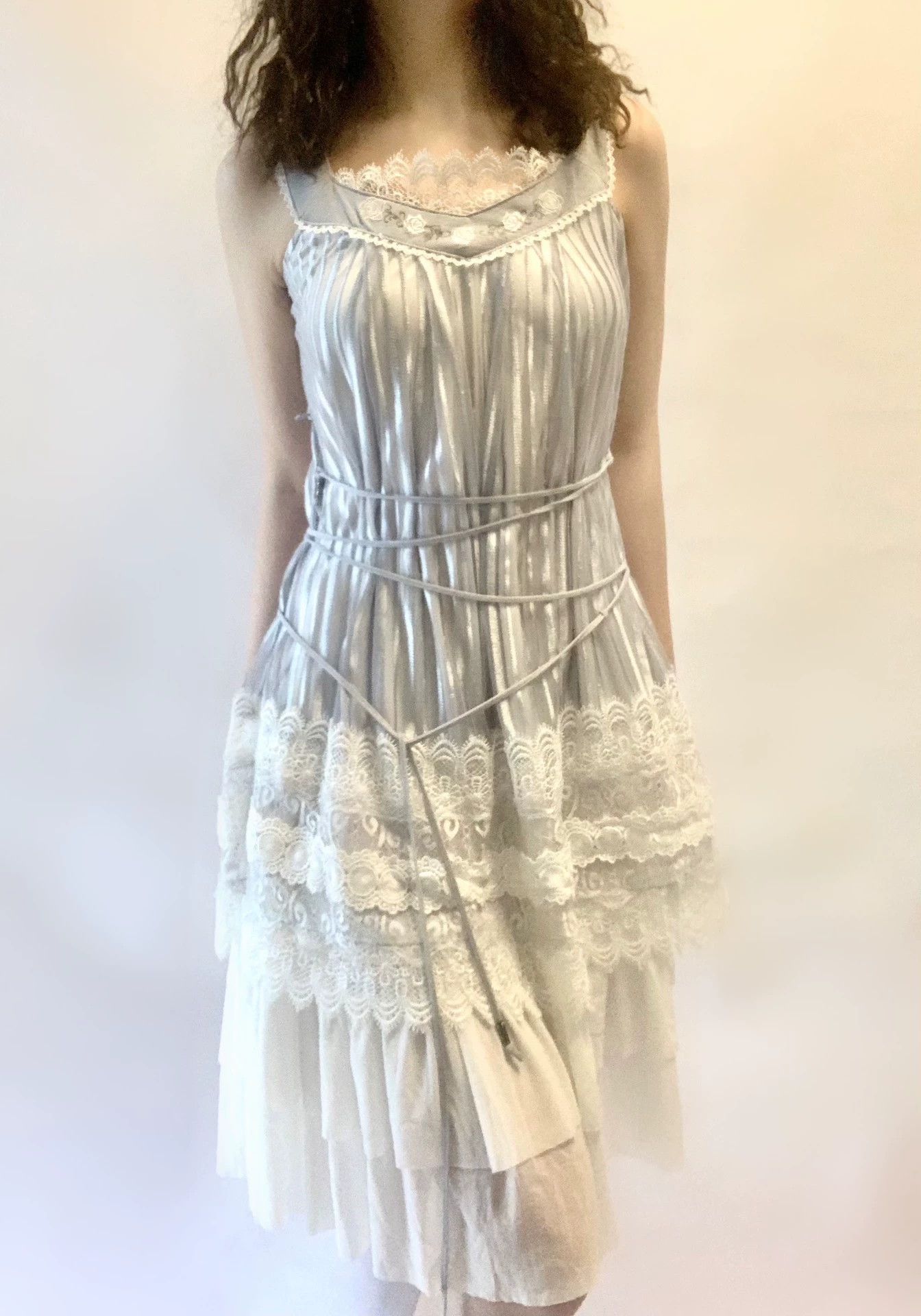 Ozzy Osbourne ozz on Rose Embroidery Lace Cake Dress Light Purple Silver Sheen Size ONE SIZE - 1 Thumbnail