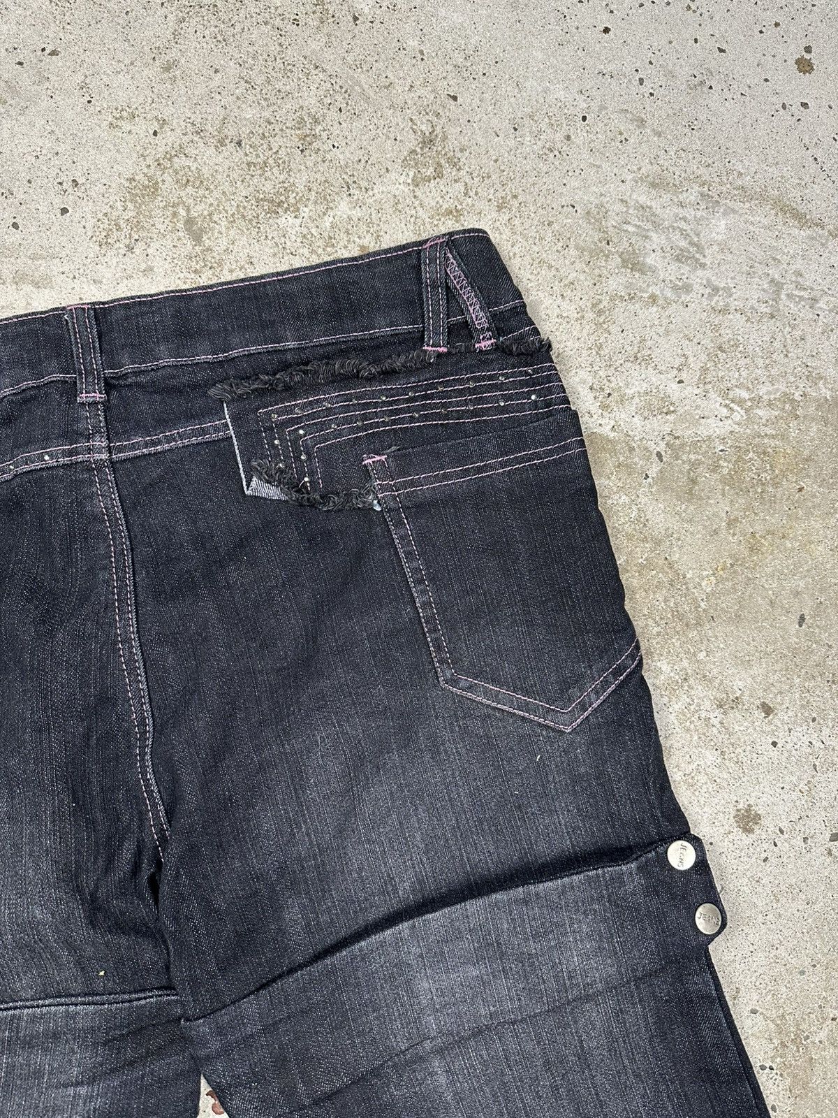 If Six Was Nine Vintage Y2K Baggy Rhinestones Jeans Denim Jorts Shorts Size US 34 / EU 50 - 14 Thumbnail