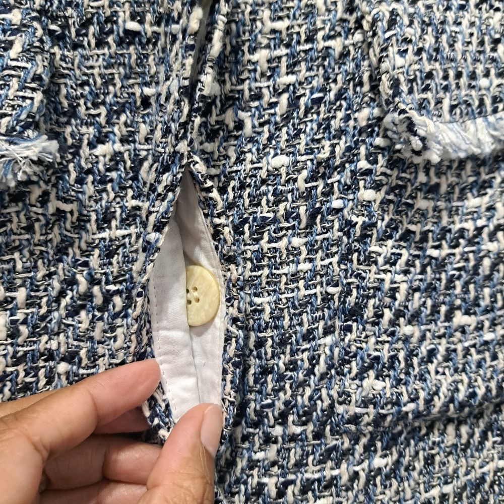 Zara Zara Tweed Jacket Boho Western Tassel Pockets Medium Blue/Wh Size M / US 6-8 / IT 42-44 - 9 Thumbnail